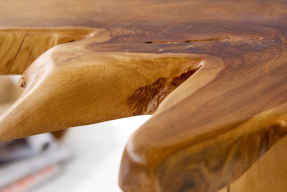 · Massivholz mit Teakholz ROOT Hocker · 53cm Jahresringen Nachttisch · riess-ambiente natur, · Beistelltisch