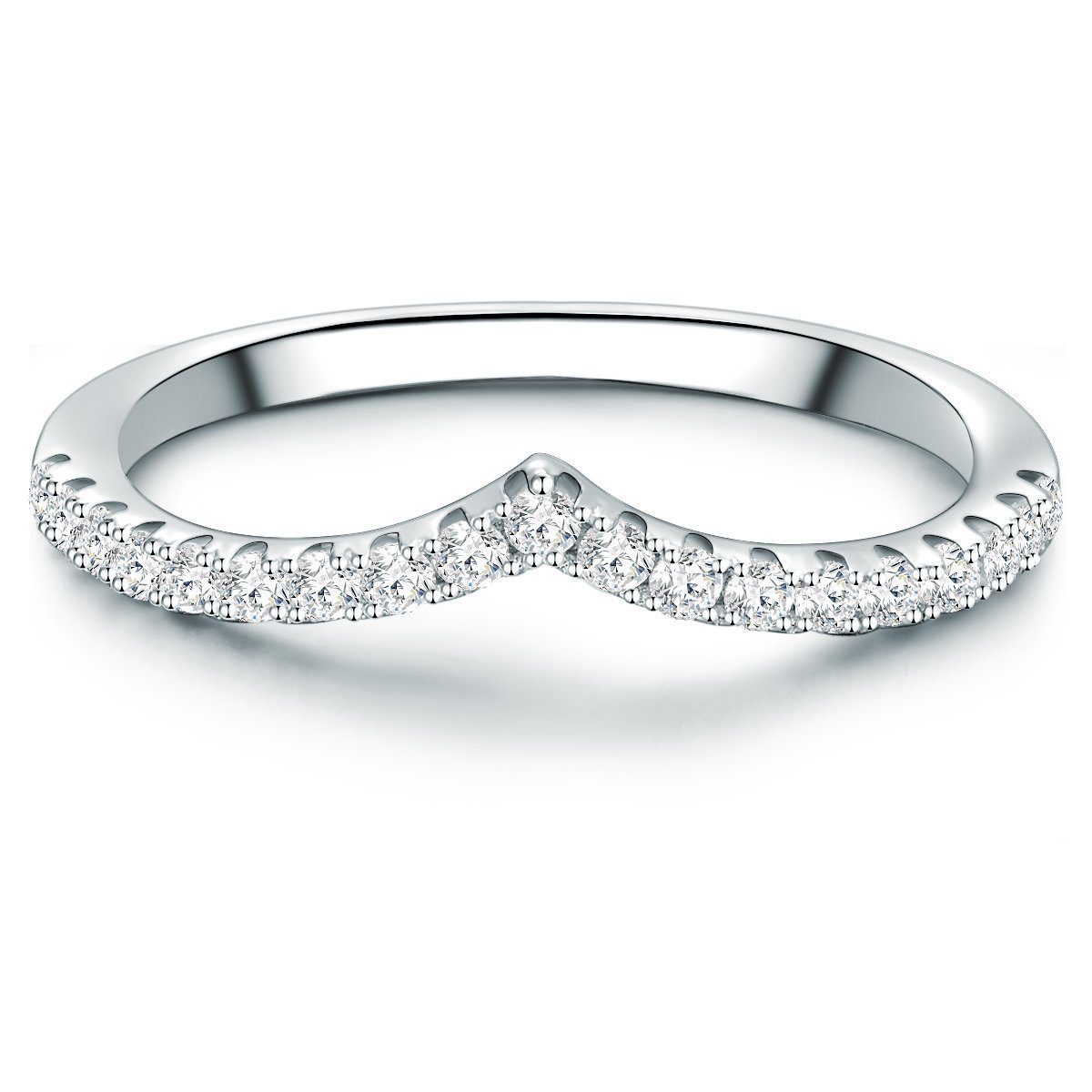 Trilani Silberring Damen-Ring aus 925 Sterling Silber, mit Zirkonia in V-Optik