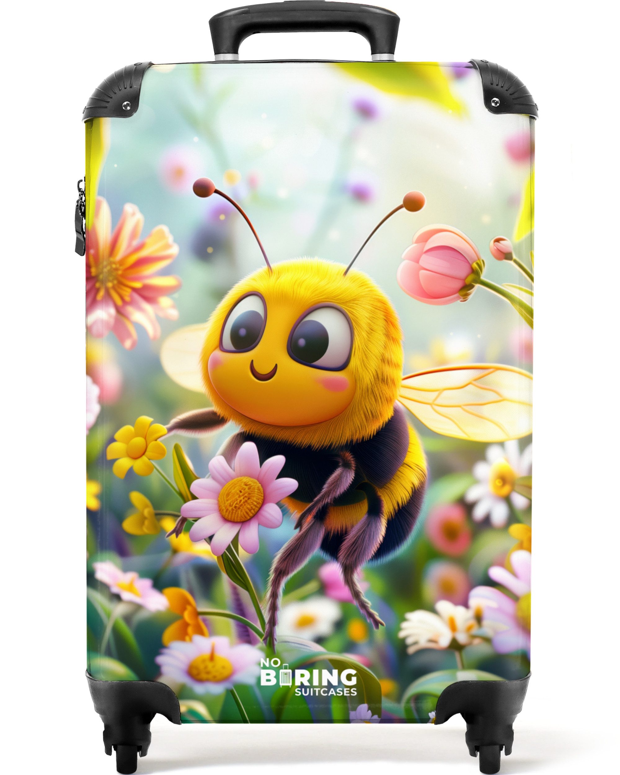 Kinderkoffer Nahaufnahme einer Biene zwischen rosa Blumen 55x35x20cm