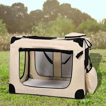 Petigi Tiertransporttasche Transporttasche Transportbox Faltbox Hundetransportbox Faltbar Beige L petigi