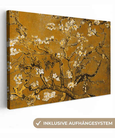 OneMillionCanvasses® Leinwandbild Mandelblüte - Kunst - Van Gogh - Gold, Vincent van Gogh (1 St), Wandbild Leinwandbilder, Aufhängefertig, Wanddeko, 60x40 cm