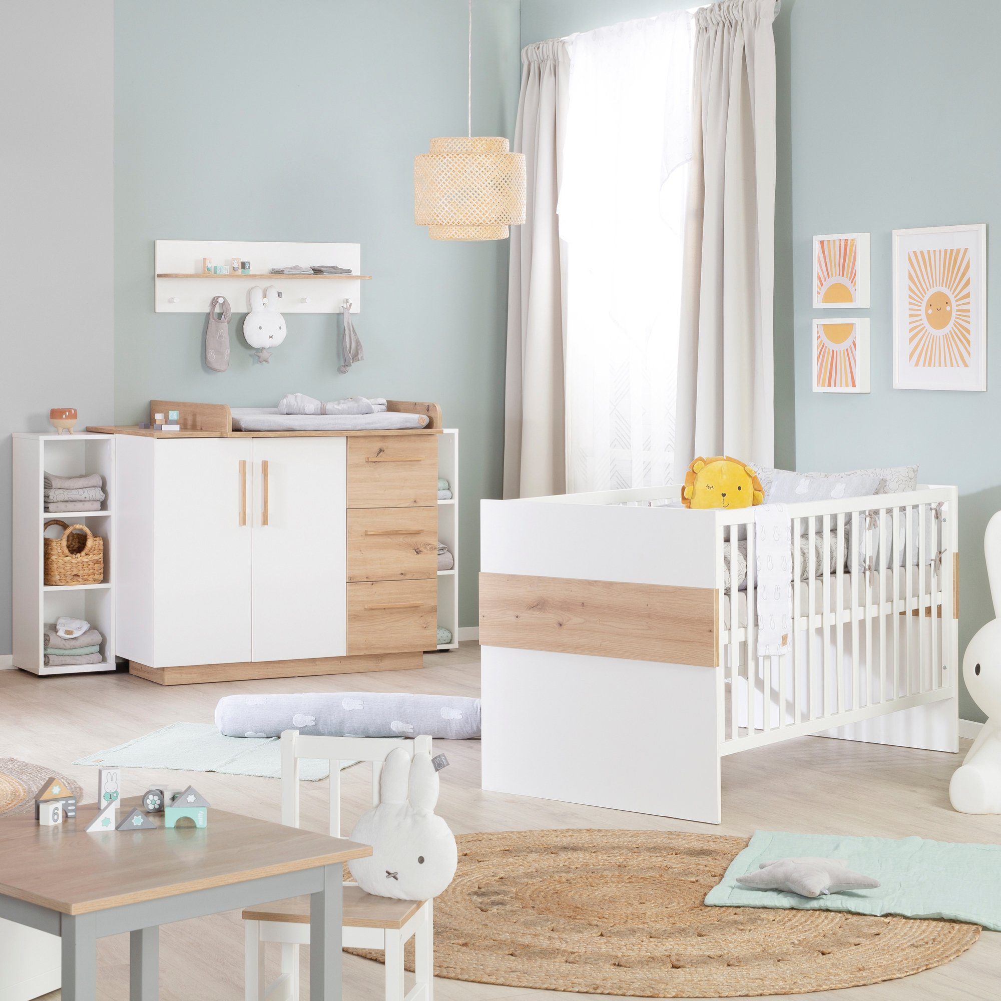 Universales Babyzimmer, Standregal aus Standregal unter für Seitenregal roba® Holz, nutzbar Wickelkommode oder Weiß Seitenregal als
