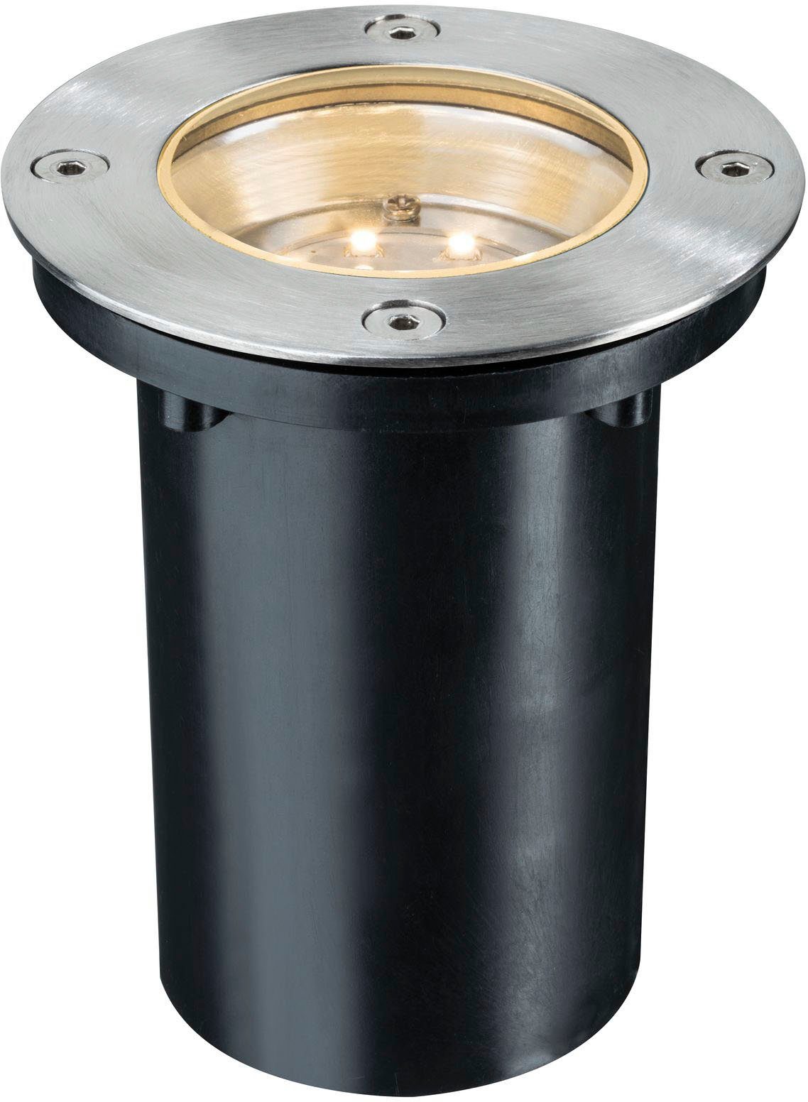 Paulmann LED Einbauleuchte Outdoor 230V Boden rund LED 1,2W 2700K 110mm Edelstahl/Metall, LED fest integriert, Warmweiß, Outdoor 230V Boden rund LED 1,2W 2700K 110mm Edelstahl/Metall