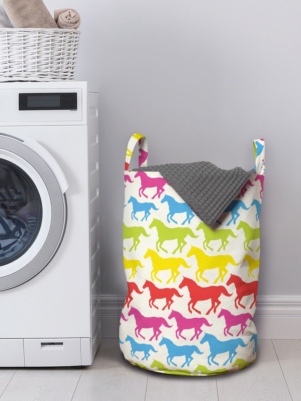 Kordelzugverschluss Abakuhaus Griffen Wäschesäckchen Giddy Color Waschsalons, Wäschekorb mit Rainbow für Pferde