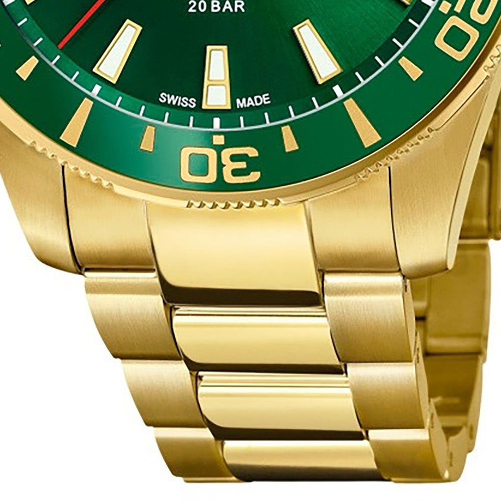 JAGUAR Quarzuhr Jaguar Herren Armbanduhr Executive, (Analoguhr), Herren Armbanduhr rund, Edelstahlarmband gold, Sport
