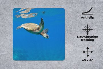 MuchoWow Gaming Mauspad Schildkröte schwimmt im Meer (1-St), Mousepad mit Rutschfester Unterseite, Gaming, 40x40 cm, XXL, Großes