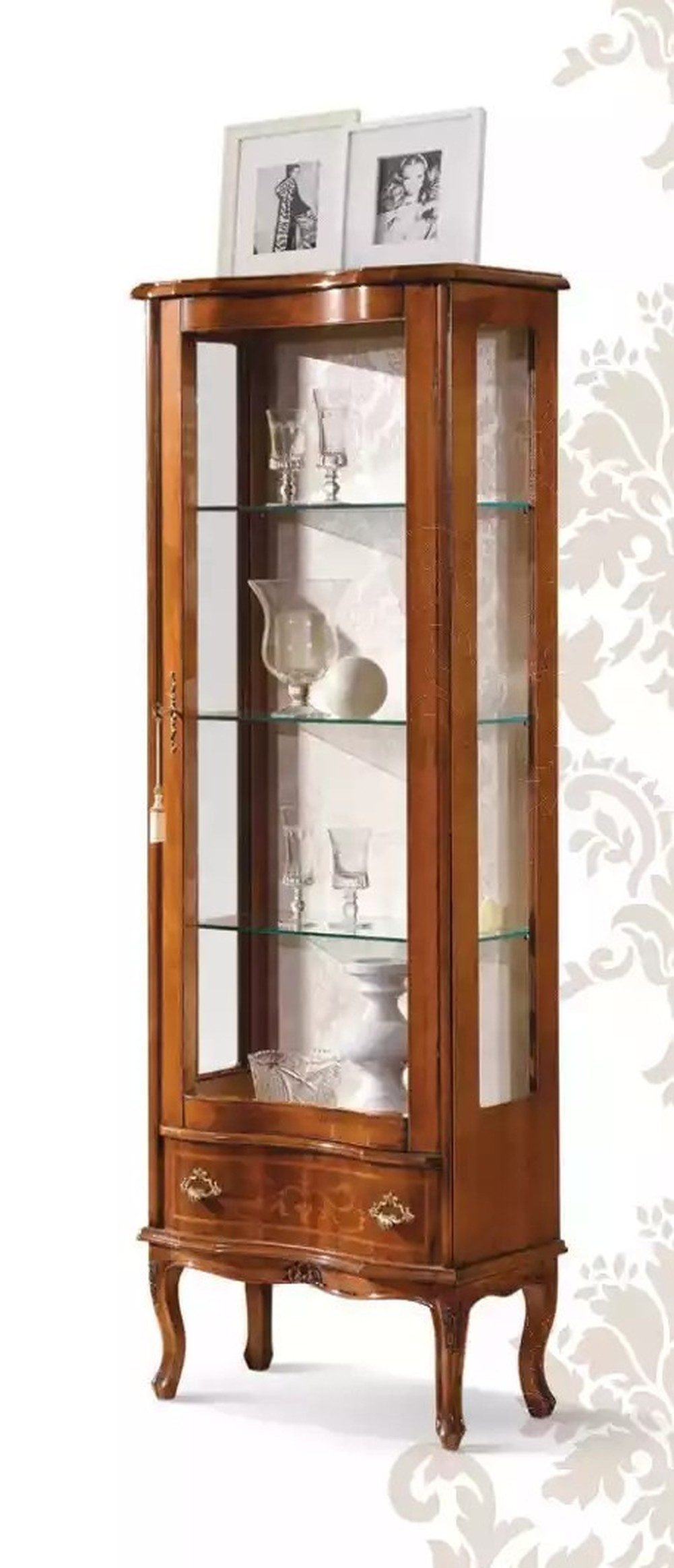 Vitrine Klassische Holzvitrine mit Glastüren für das Wohnzimmer