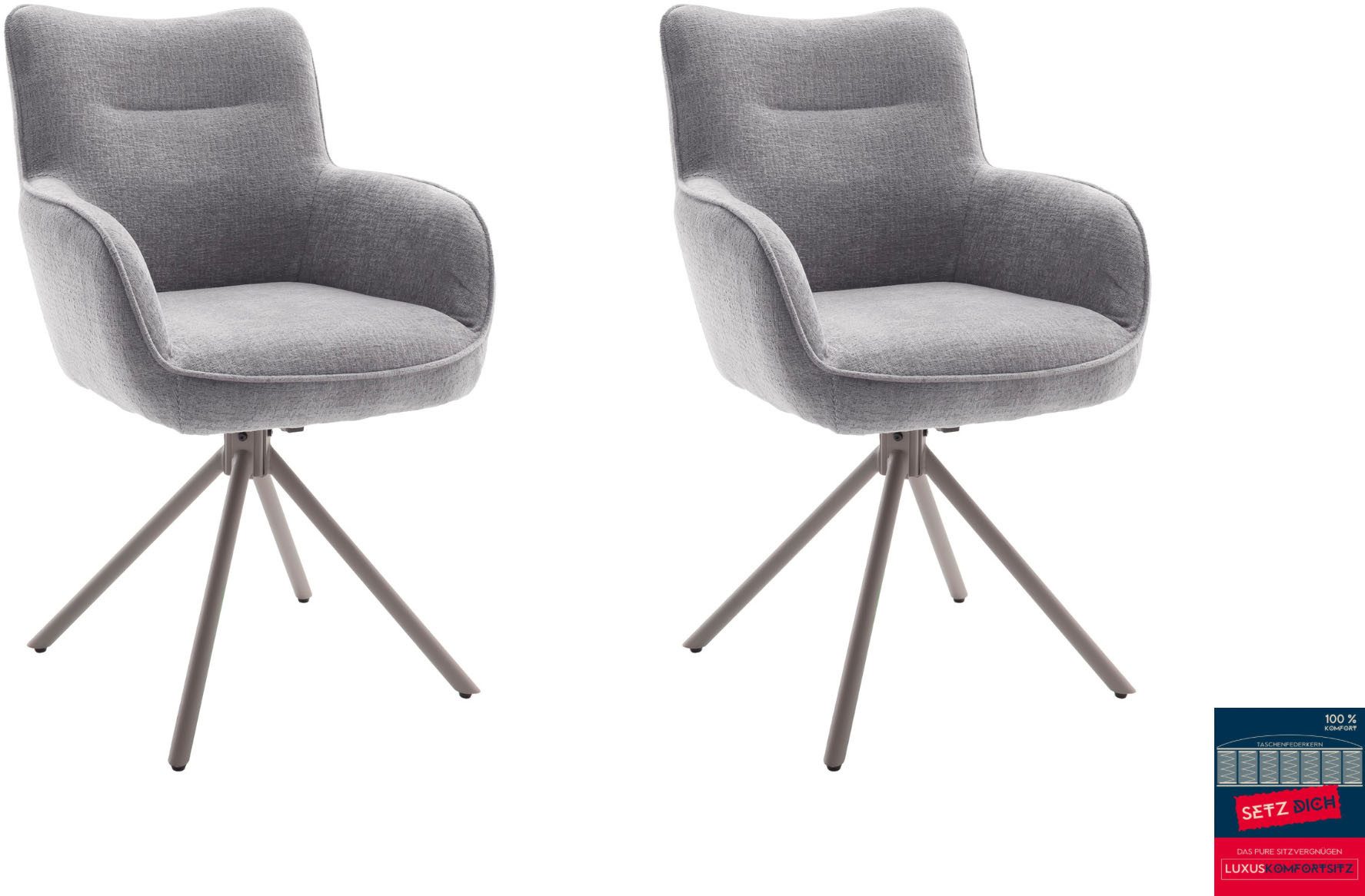 MCA furniture 4-Fußstuhl (Set, 2 St), 180° drehbar, Taschenfederkern