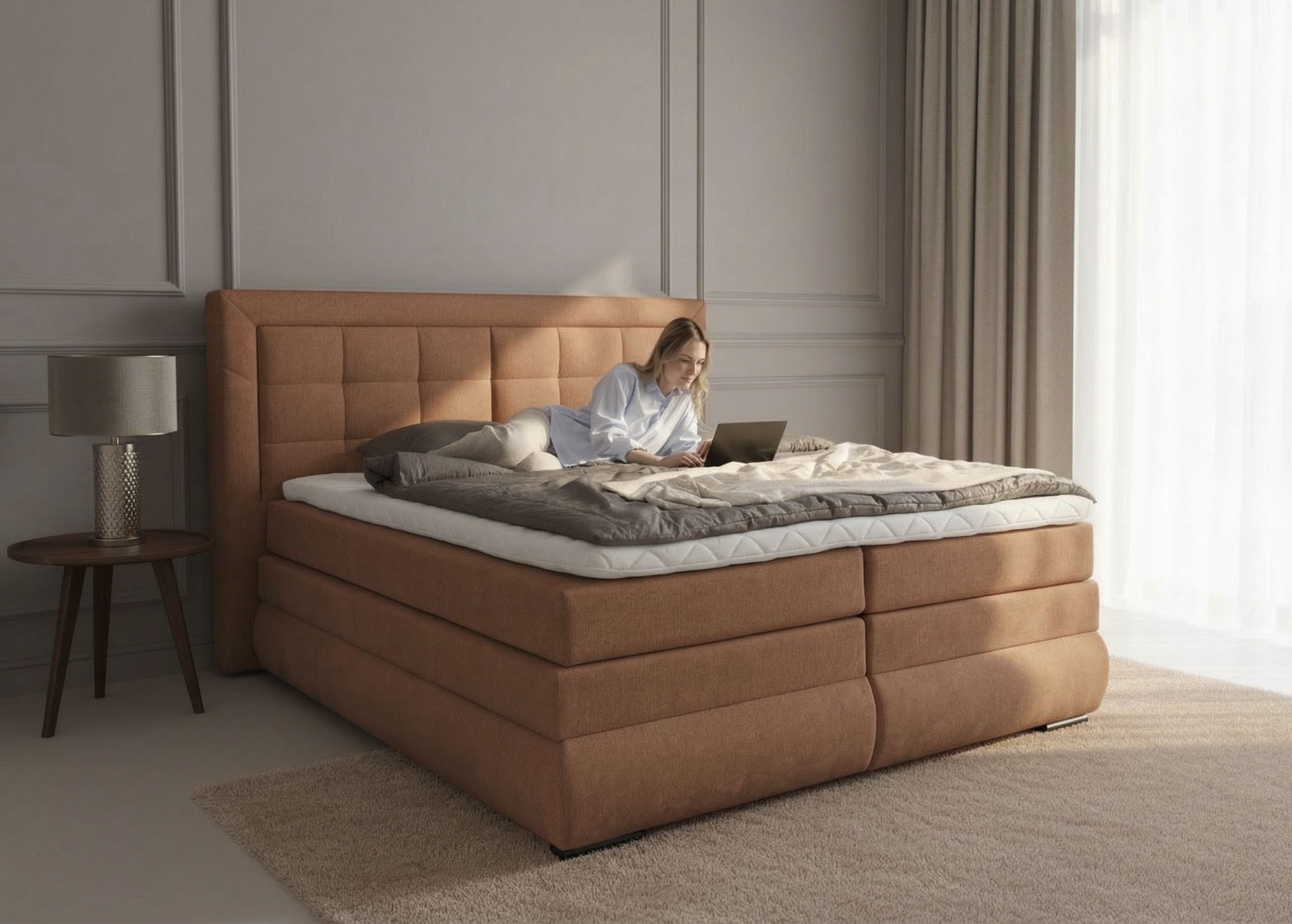 OTTO home Boxspringbett MIVVA, in H3, H4 oder Hmix H3/H4, wahlweise mit oder ohne LED-Leuchten
