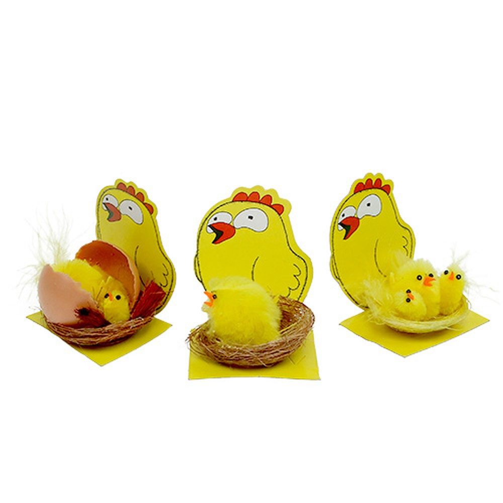 Kaemingk Osterhase Deko Küken mit Nest für Ostern und Frühlingsdekoration, 3 Stück