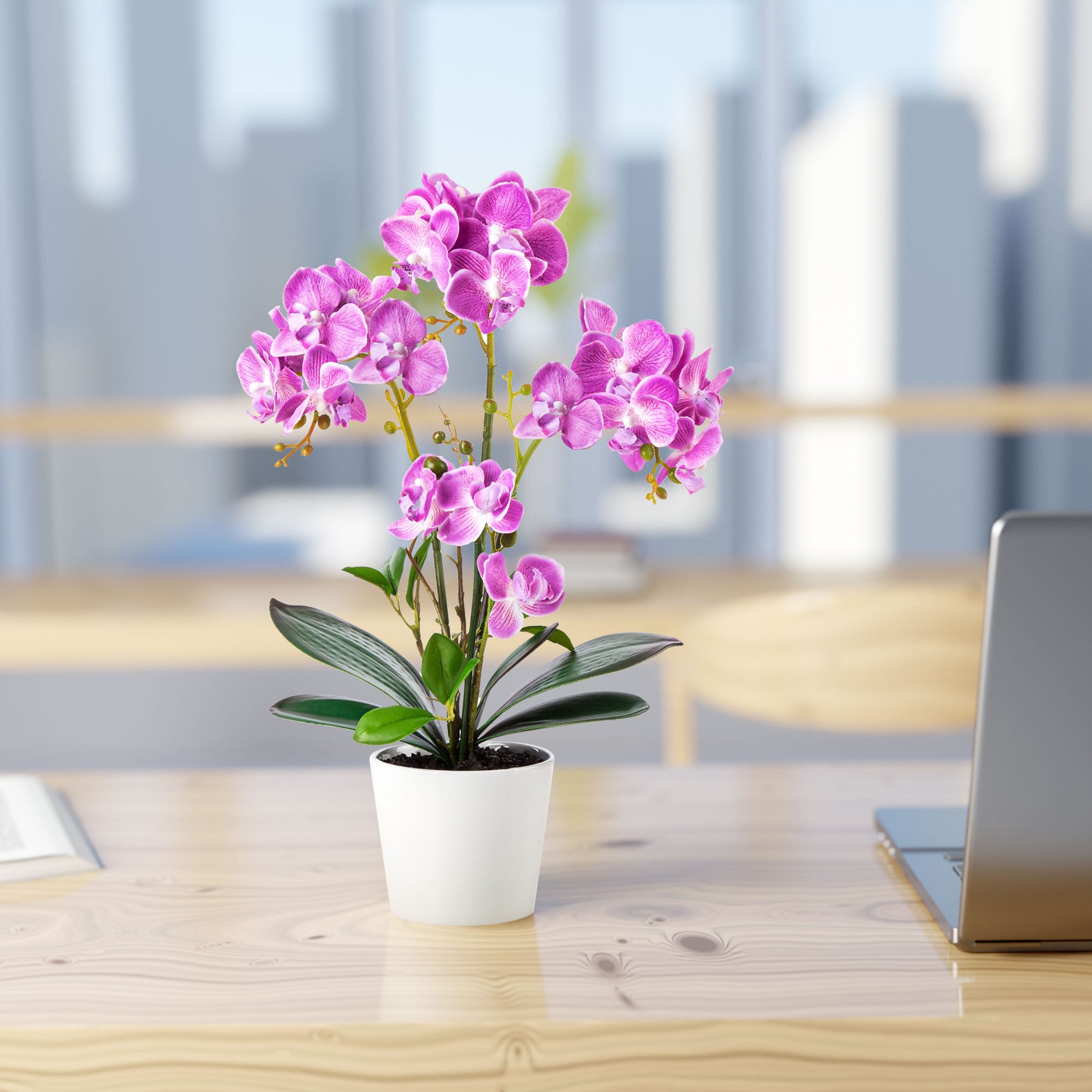 Kunstorchidee PASCH® Orchidee künstlich wie echt (46cm) in Hochglanz-Keramiktopf Orchidee, PASCH, Real Touch – Bild 2 von 5