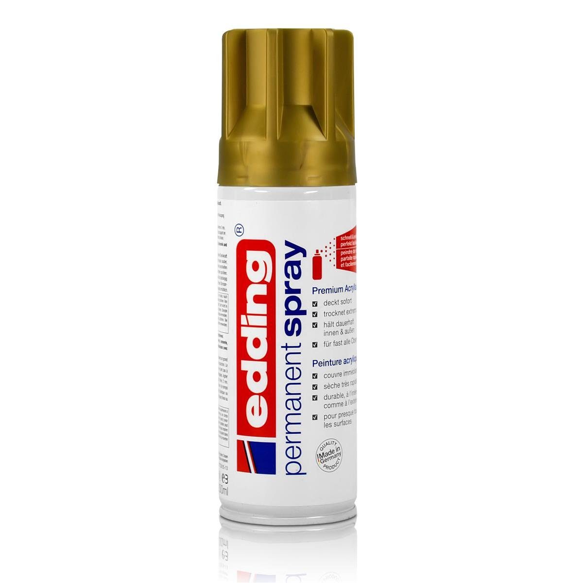 edding Sprühfarbe edding Permanent Spray reichgold 200 ml Premium Acryllack
