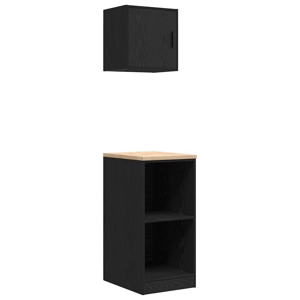 vidaXL Werkzeugschrank Garagenschränke 2 Stk. Schwarz Holzwerkstoff (1-St)