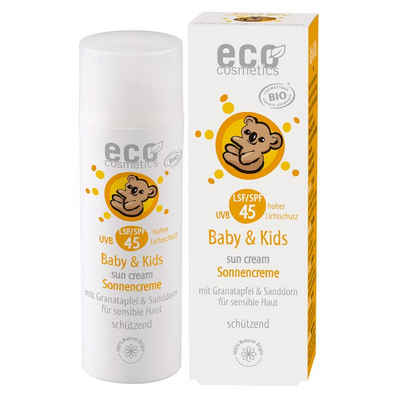 Eco Cosmetics Sonnenschutzcreme ECO BABY SONNENCREME LSF 45, wirkt direkt nach dem Auftragen, PEG und Paraben frei