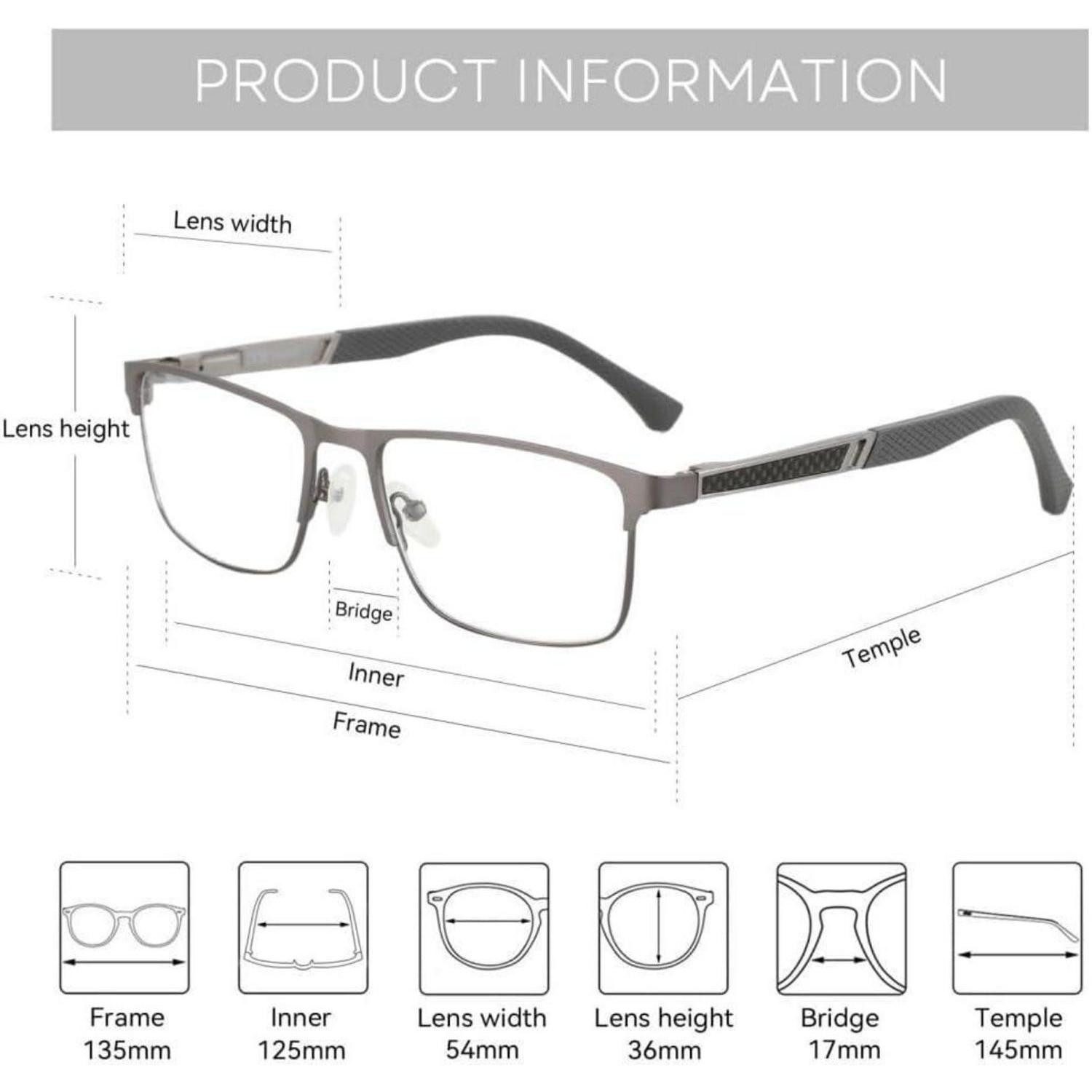 LuxusKollektion Lesebrille Lesebrille Blaulichtfilterbrille Herren Metallgestell Grau 0.0 x