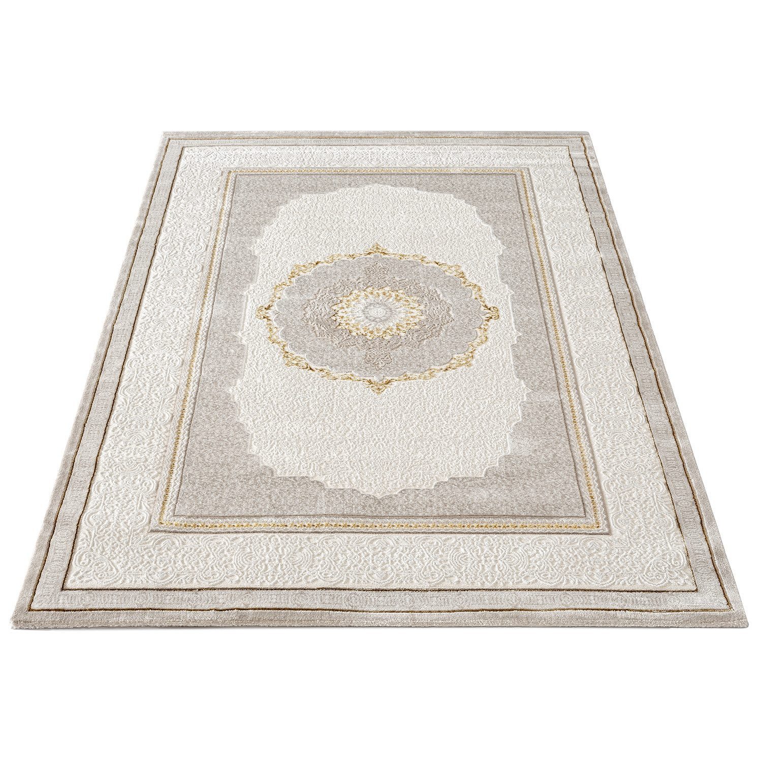 Carpetilla Designteppich Wohnzimmer Teppich Designer Orientisch Teppich Vizon-Cream-Beige, Rechteck, Höhe: 10 mm, Wohnzimmer Schlafzimmer, Robust Modern