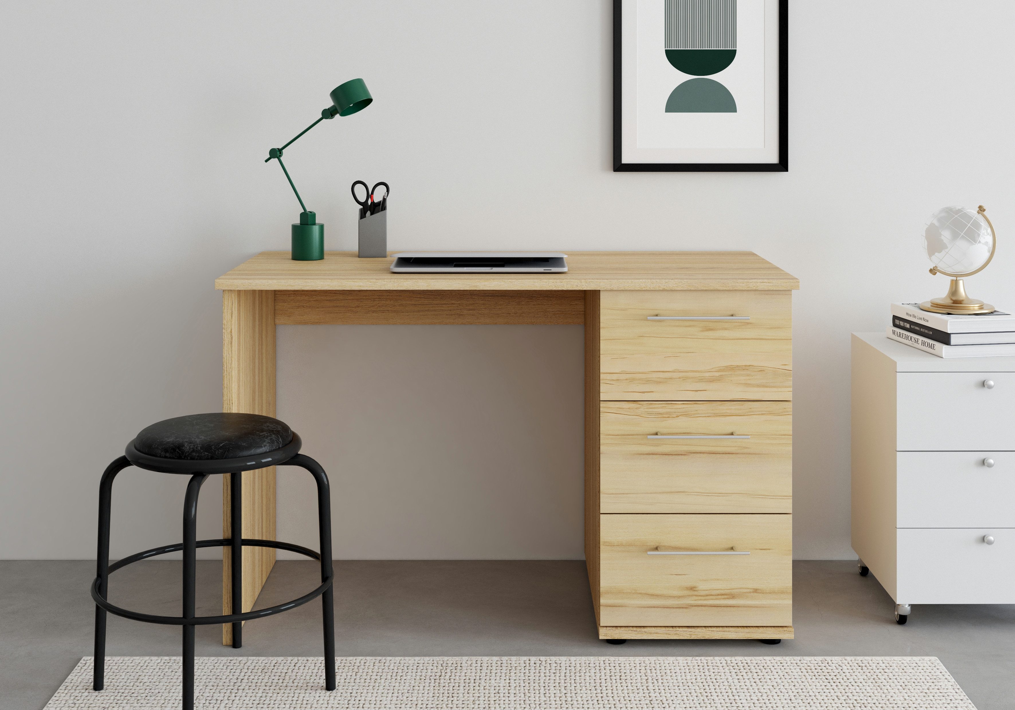 VOGL Möbelfabrik Schreibtisch Tobi, optional mit Tastaturauszug, mit 3 Schubkästen, Breite 115 cm, Made in Germany