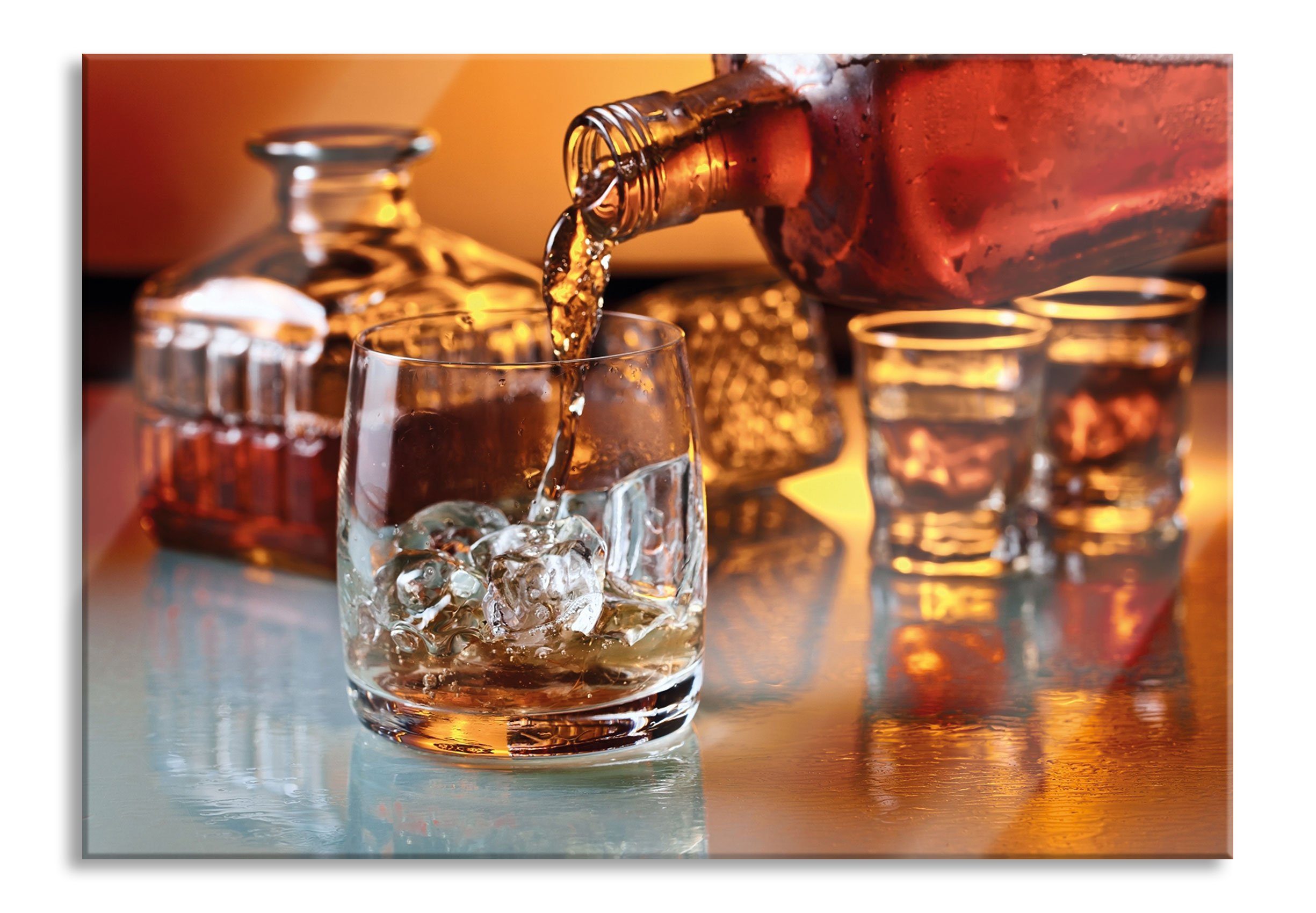 Pixxprint Glasbild Edler Abstandshalter und St), Echtglas, Whiskey Glasbild (1 Whiskey, inkl. Edler aus Aufhängungen