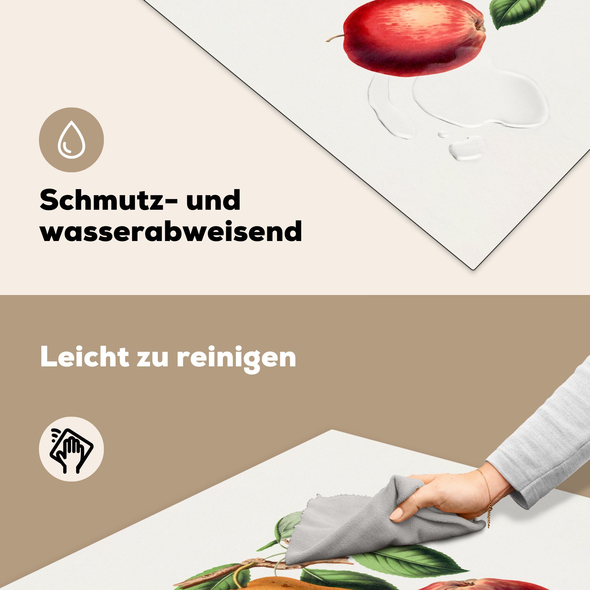 MuchoWow Herdblende-/Abdeckplatte Früchte - Frühling küche Ceranfeldabdeckung, Vinyl, Blätter, cm, 78x78 - für (1 Arbeitsplatte tlg)
