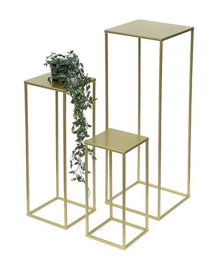 DanDiBo Blumenständer Blumenhocker Metall Gold Eckig 3er Set Blumenständer Beistelltisch