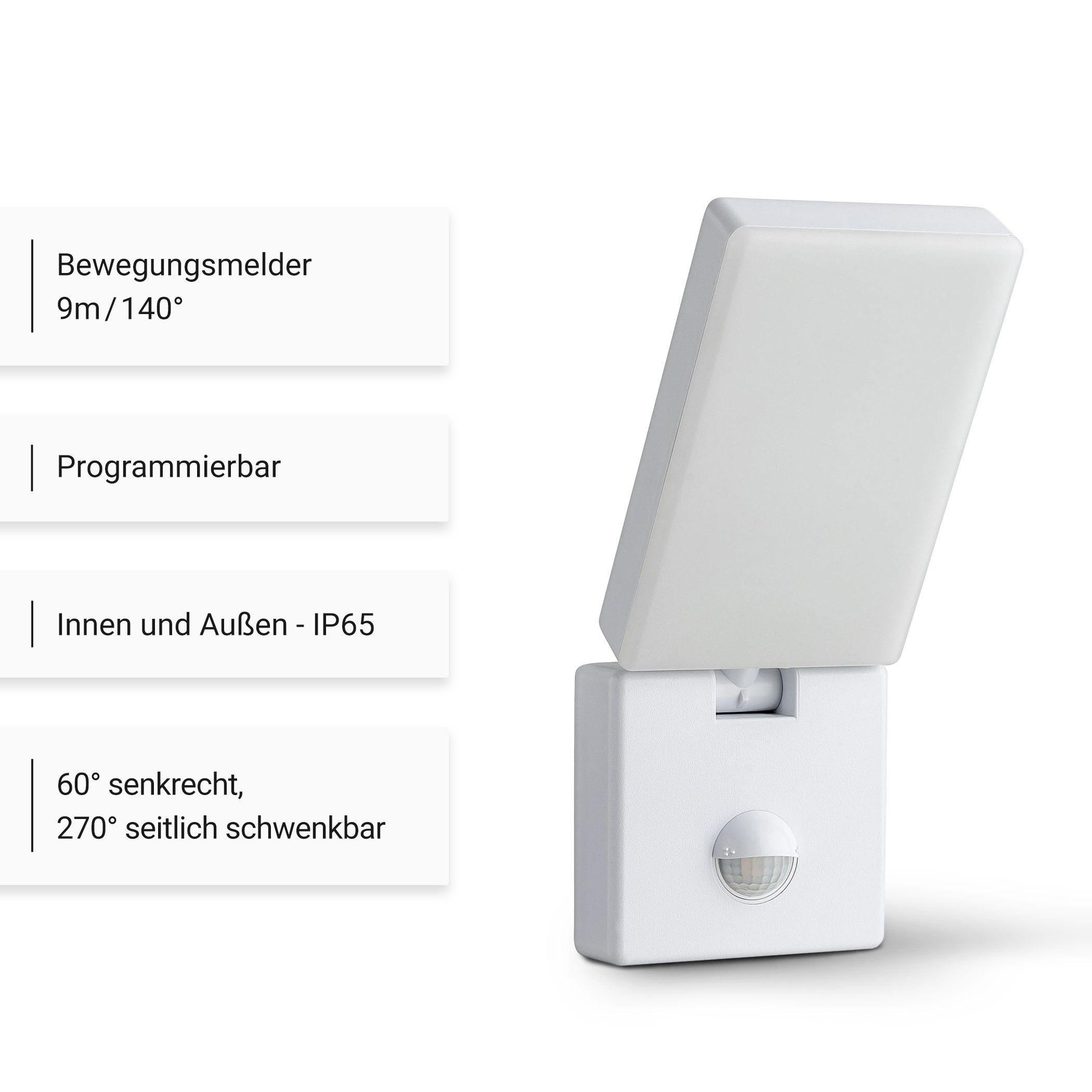 SEBSON Außen-Wandleuchte LED Außenleuchte Bewegungsmelder 9m/140° IP65, 15W günstig online kaufen