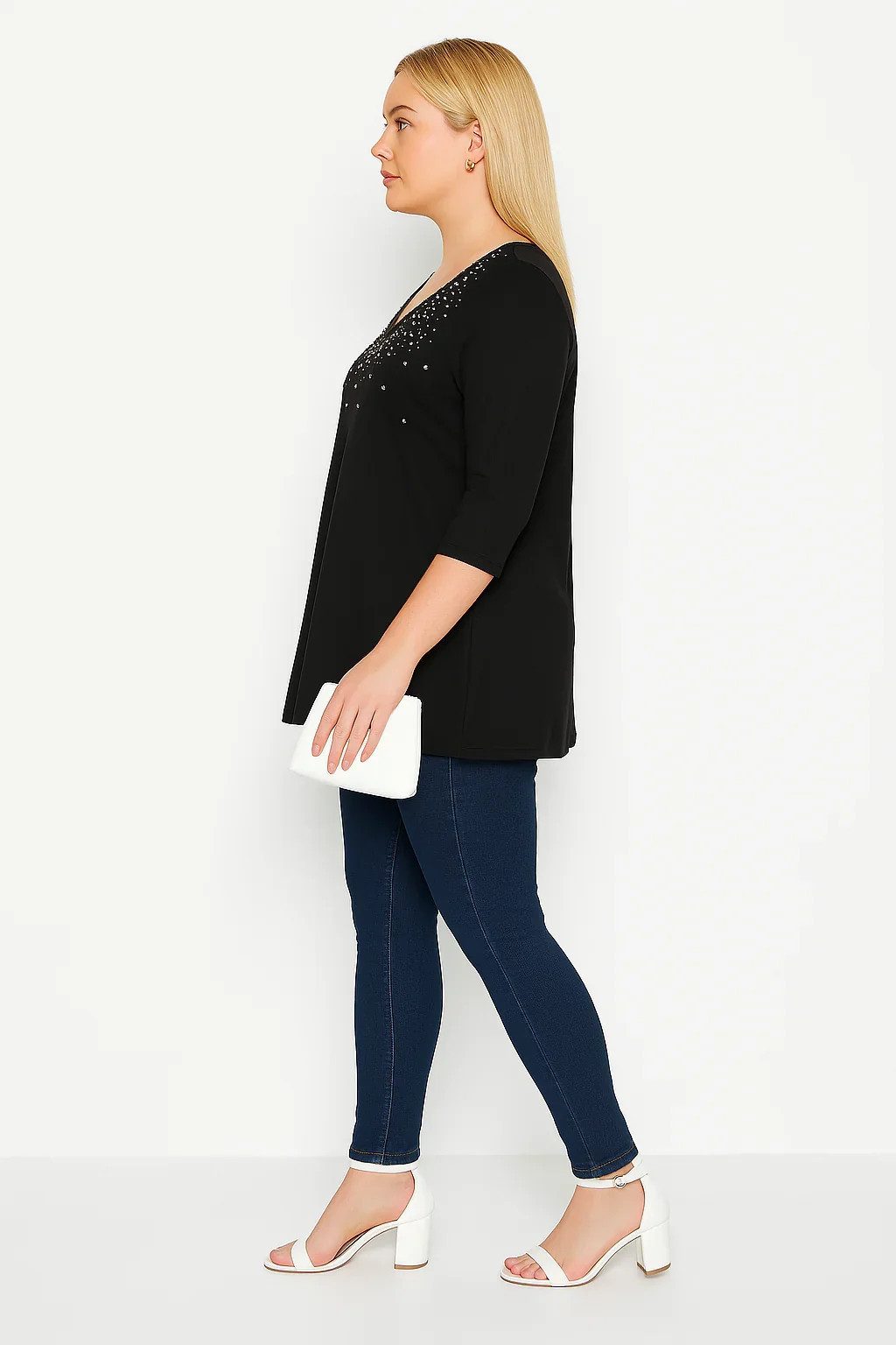 Shape of You Blusentop Bluse mit Sternenstickerei