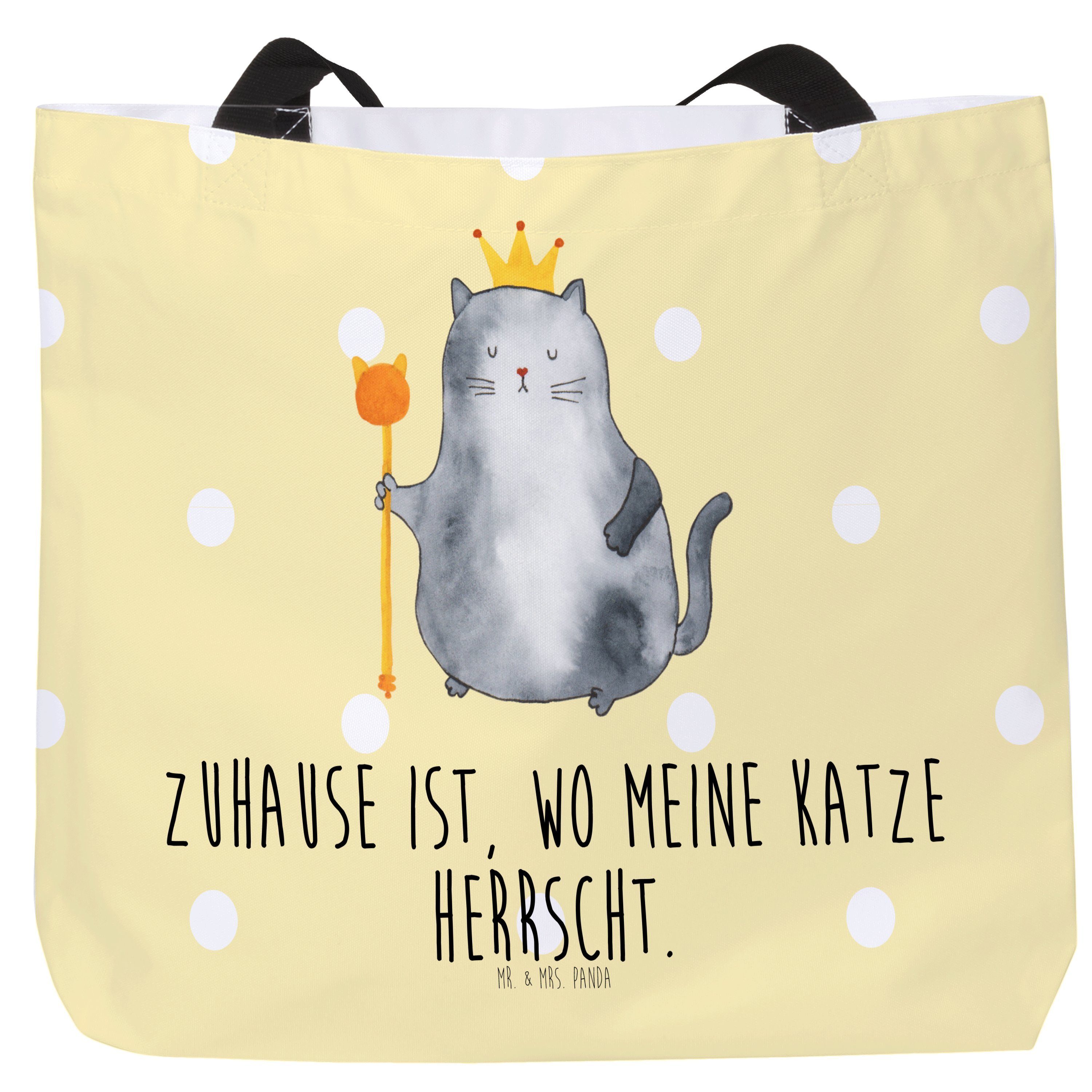 Mr. & Mrs. Panda Shopper Katzen Koenig - Gelb Pastell - Geschenk, Katzenliebhaberprodukte, Mia (1-tlg)