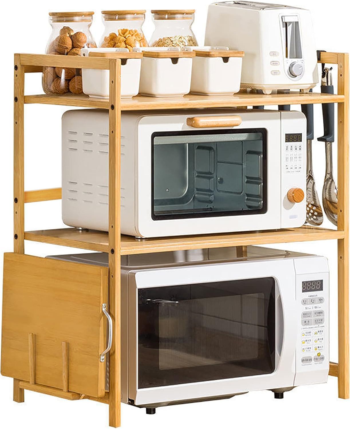 JEOBEST Küchenregal Mikrowellenständer mit 3 Etagen aus Bambus Mikrowelle R günstig online kaufen