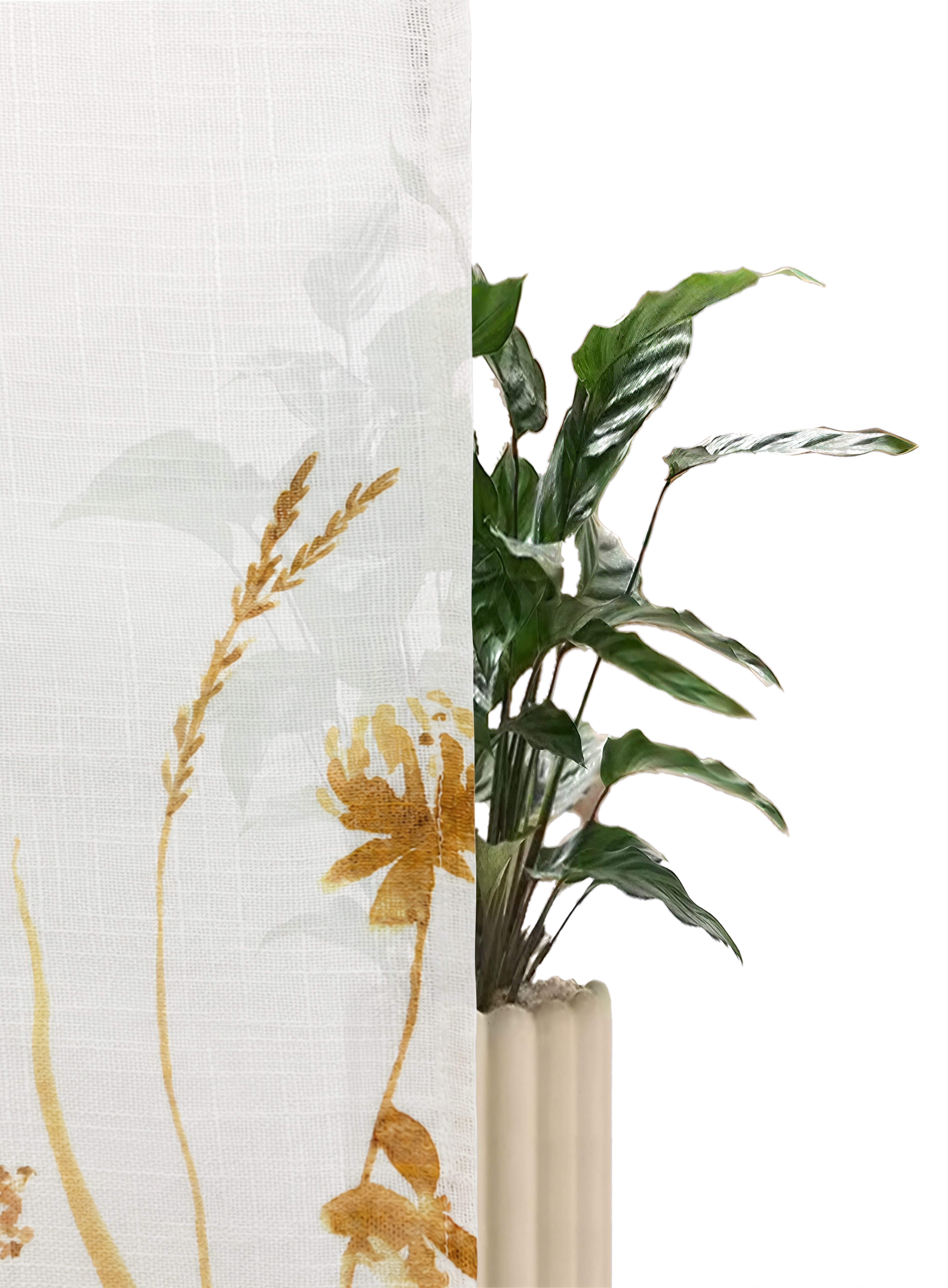 OTTO home Scheibengardine Rikkert (1 St), Stangendurchzug, halbtransparent, Lichtschutz, Leinen-Optik mit Naturmotiv, verschiedene Größen