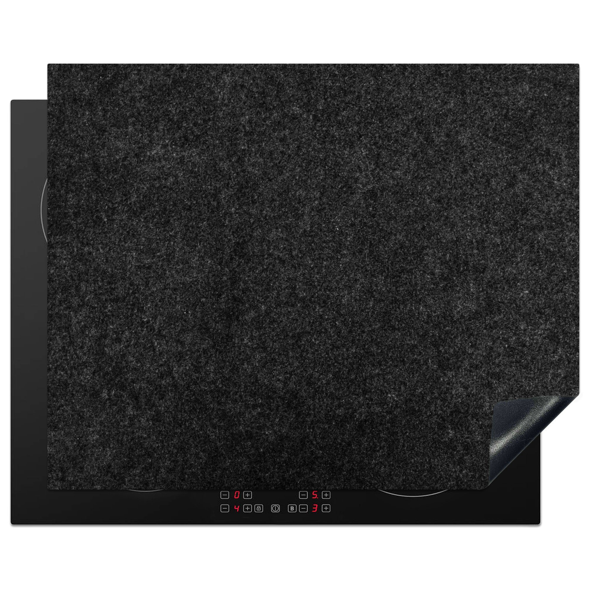 MuchoWow Herd-Abdeckplatte Granit - Schwarz - Granitstruktur - Dunkel, Vinyl, (1 tlg), Herdabdeckplatten für Ceranfeld, Induktionsschutz, 65x55 cm