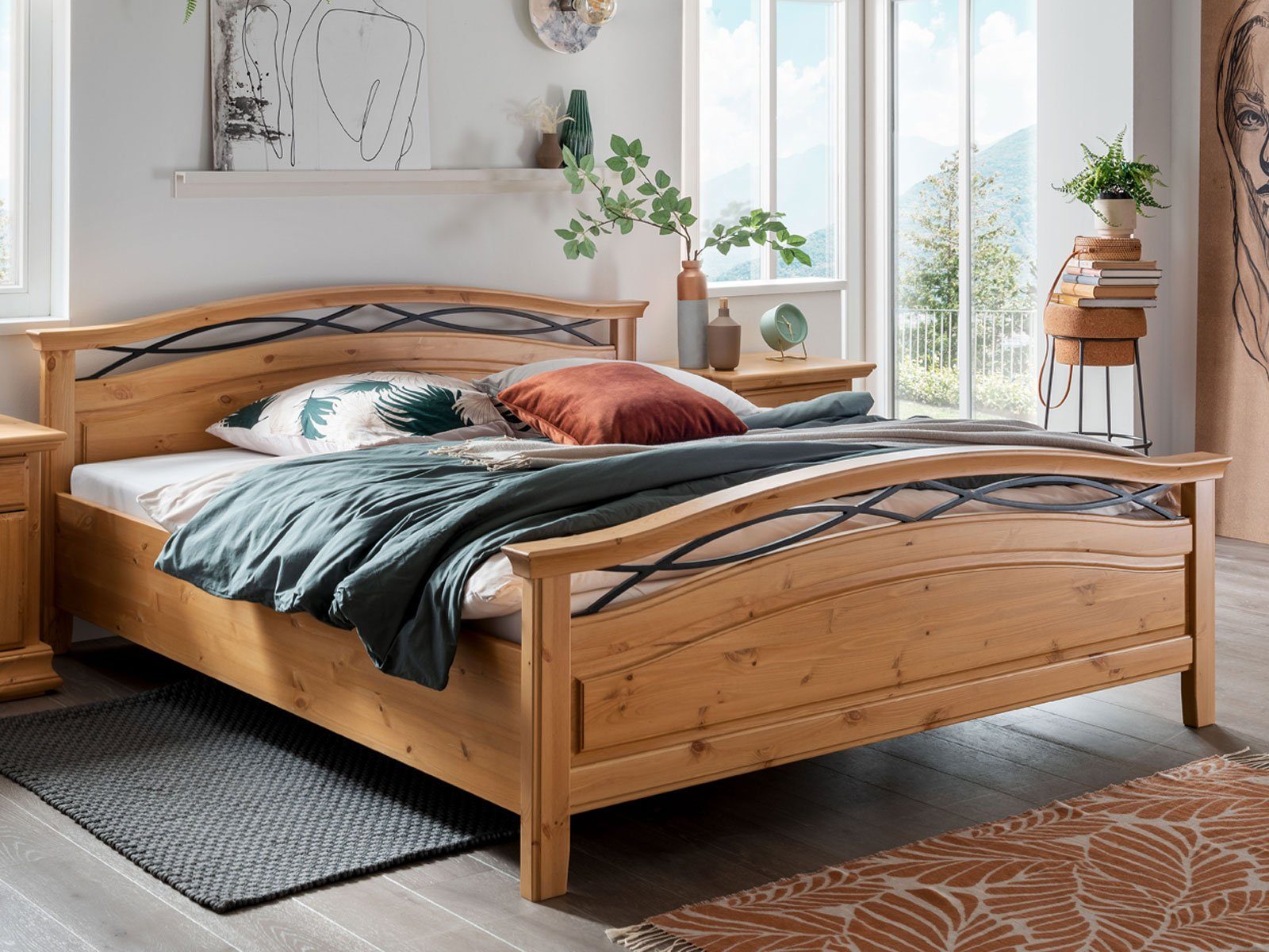Casamia Massivholzbett Bett 180 x 200 cm Doppelbett Ehebett Catania Holz  Pinie Nordica massiv natur