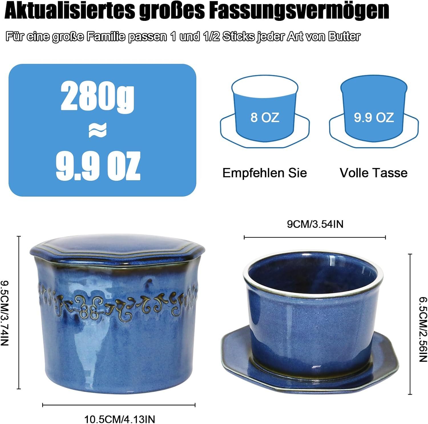 FELIXLEO Butterdose Französische Butterdose 280g Keramik Butterglocke Mit Messer, (1-tlg)