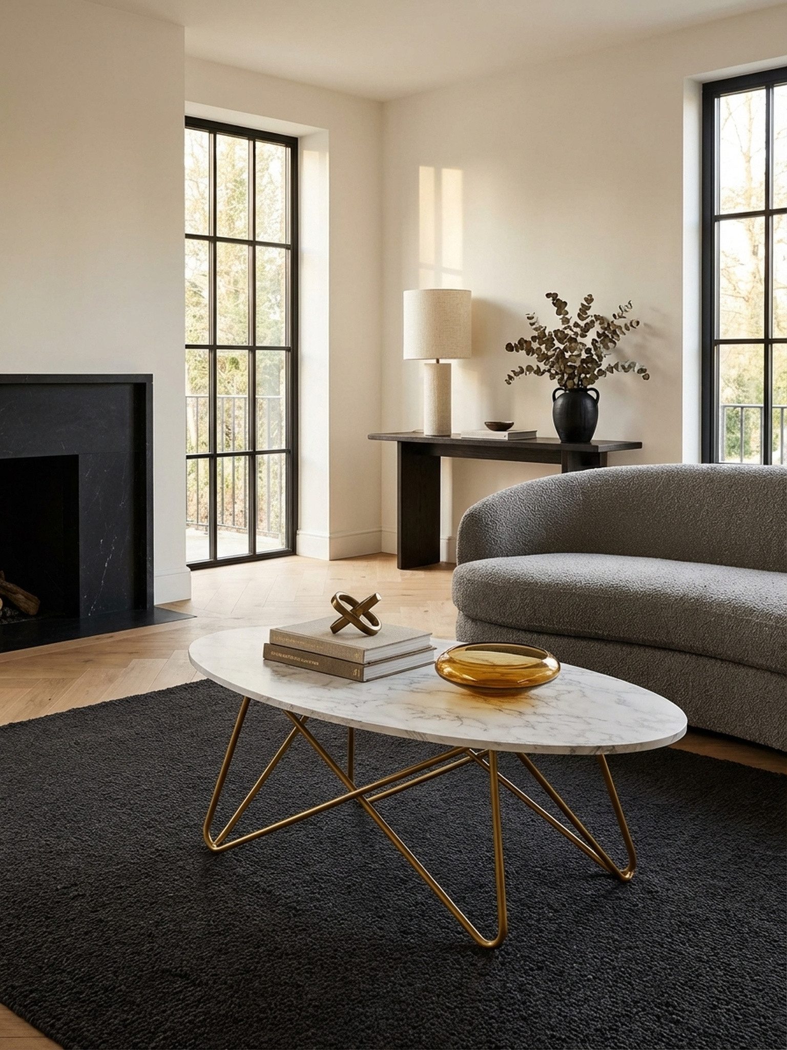 KADIMA DESIGN Couchtisch Couchtisch 120x40x60 cm mit Marmor Optik Weiß, Wohnzimmertisch mit, Metall-Gestell, Sofatisch Oval Tisch Wohnzimmer, Loungetisch