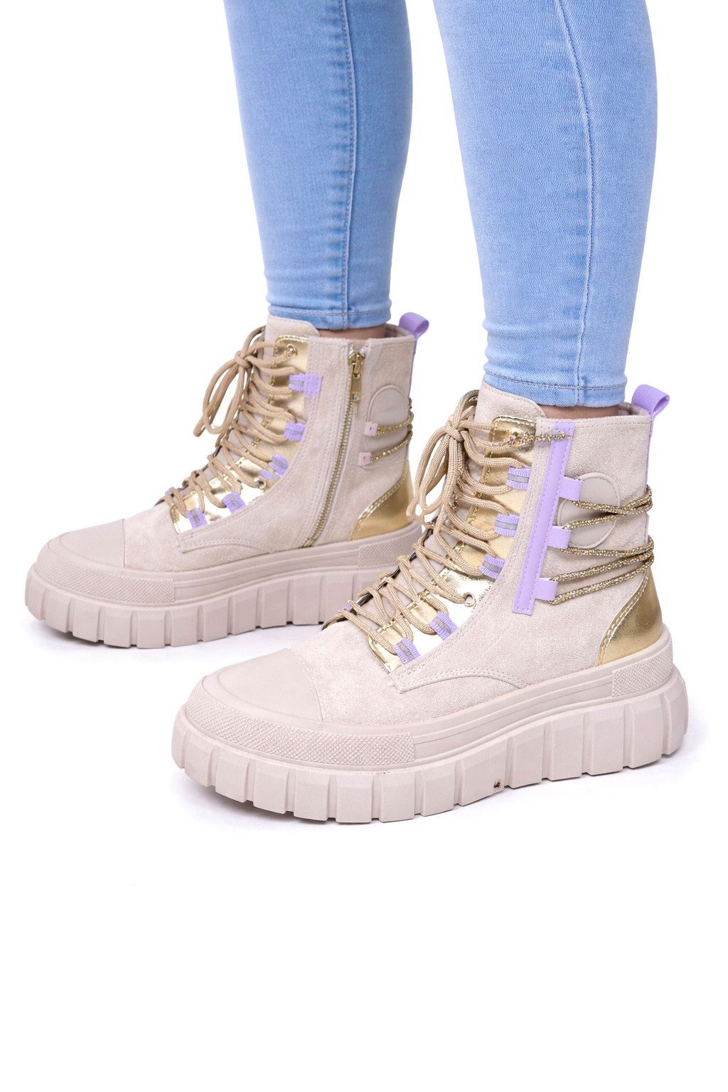 Pogolino 8-124 Sneaker Damen Sneakers High Top ungefüttert mit Reißverschluss
