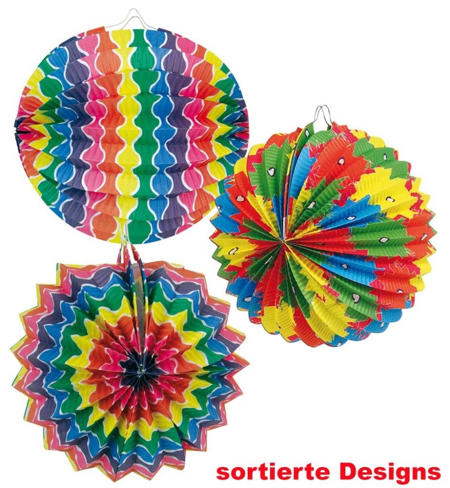 Fries Dekohänger XXL Lampion Papierlampion gemischte Farben Garten Deko Bunt Party Ø 30, 30 cm Durchmesser