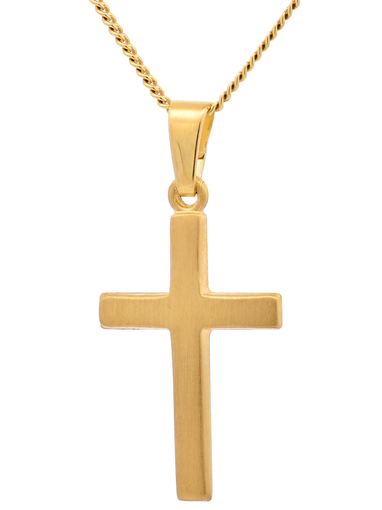 Kreuzanhänger Gold Anhänger Kreuz mit Goldkette massiv 333 - 8 Karat Gold 36 cm