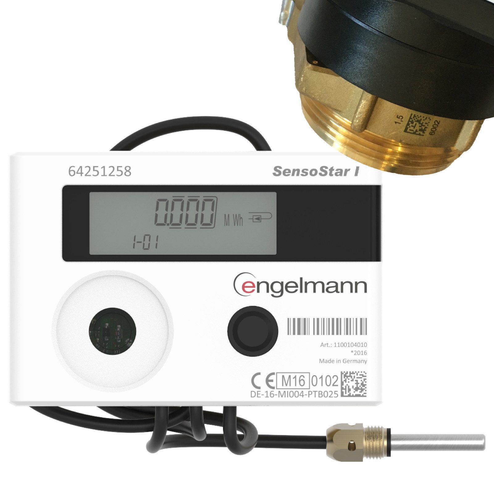 ZAEHLER.de Energiekostenmessgerät Engelmann Sensostar I Qp 0,6 1,5 & 2,5 m3/h Wärmemengenzähler IST Ø5,0, inkl. Dichtung und Plombiermaterial, Basismodell ohne Funk (Nachrüstbar mitttels Steck-Modul)