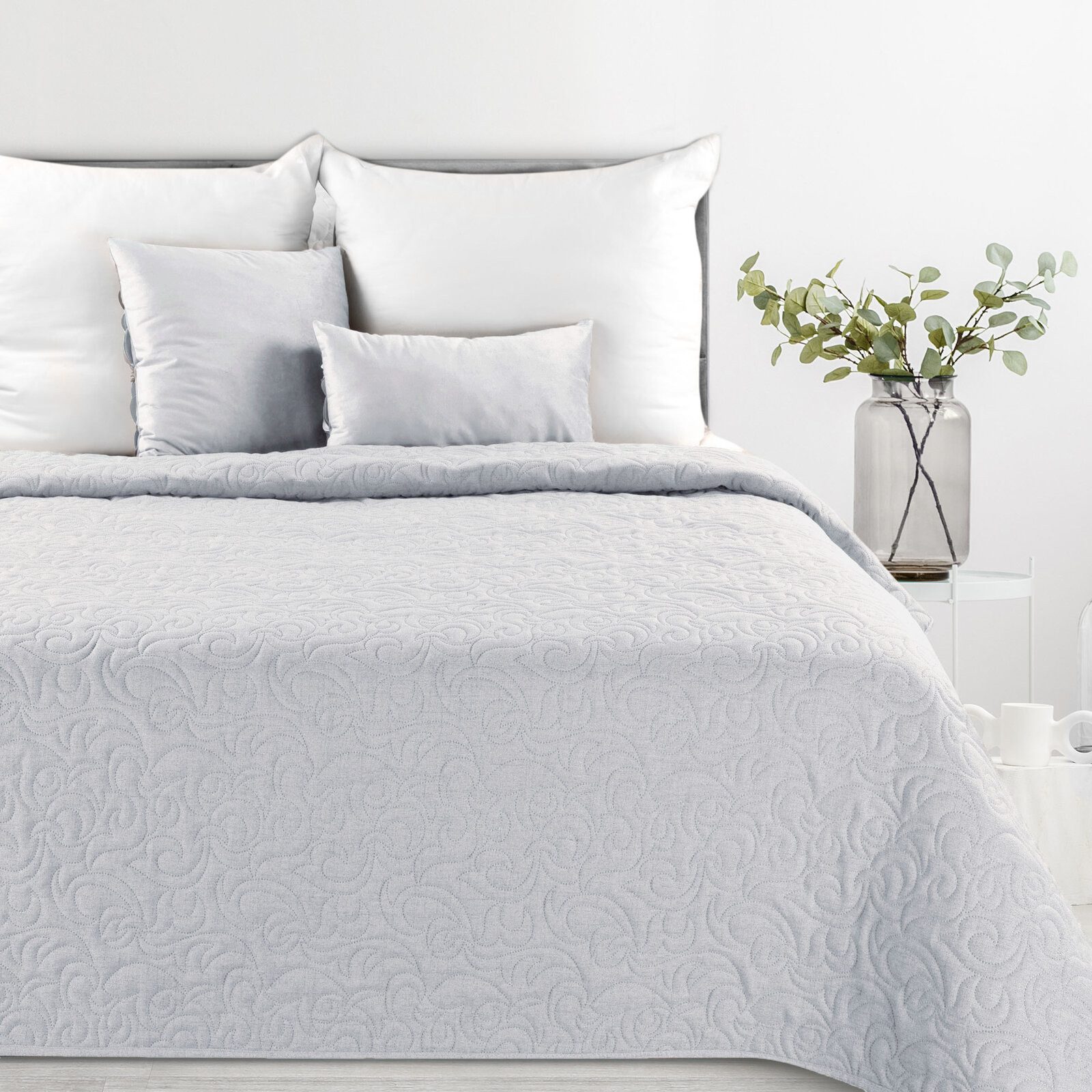 Eurofirany Tagesdecke LEINOPTIK, Karomuster Steppung Doppelbett günstig online kaufen