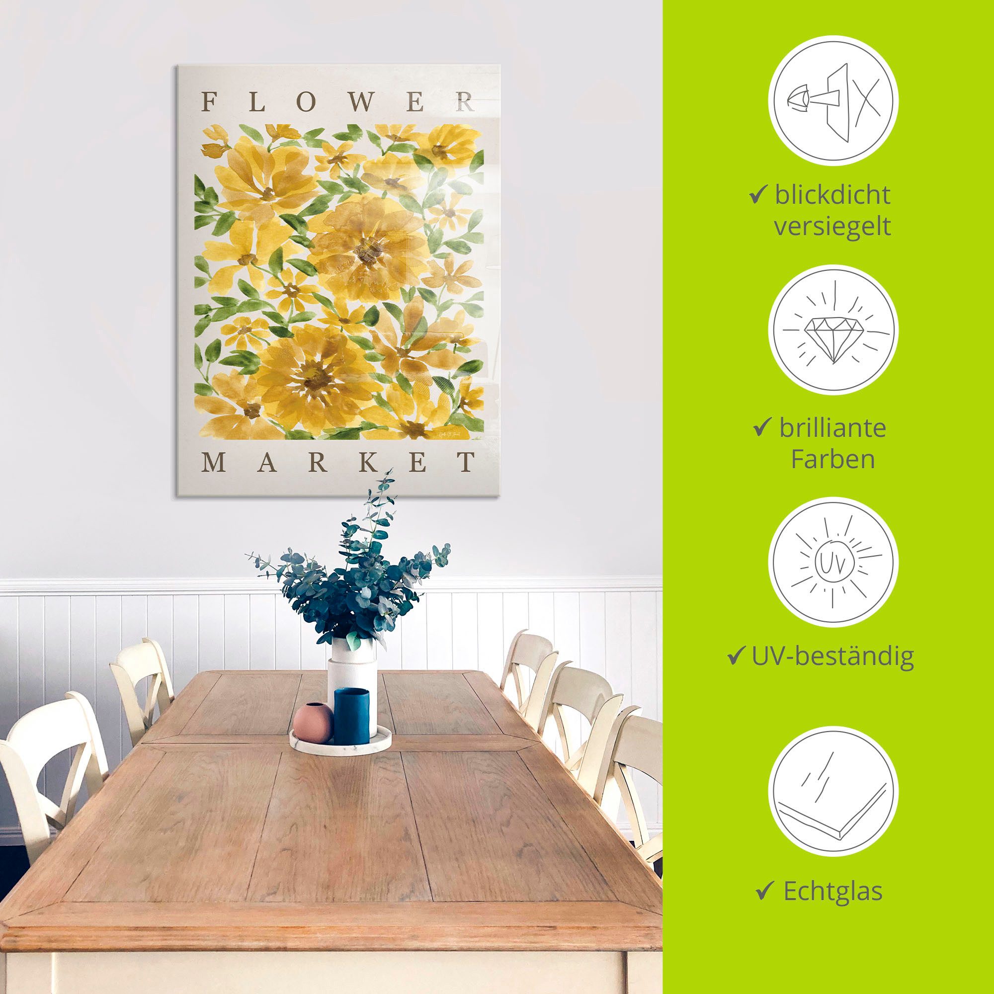 Artland Glasbild Sunflower Blooms, Blumenbilder (1 St), in verschiedenen Größen