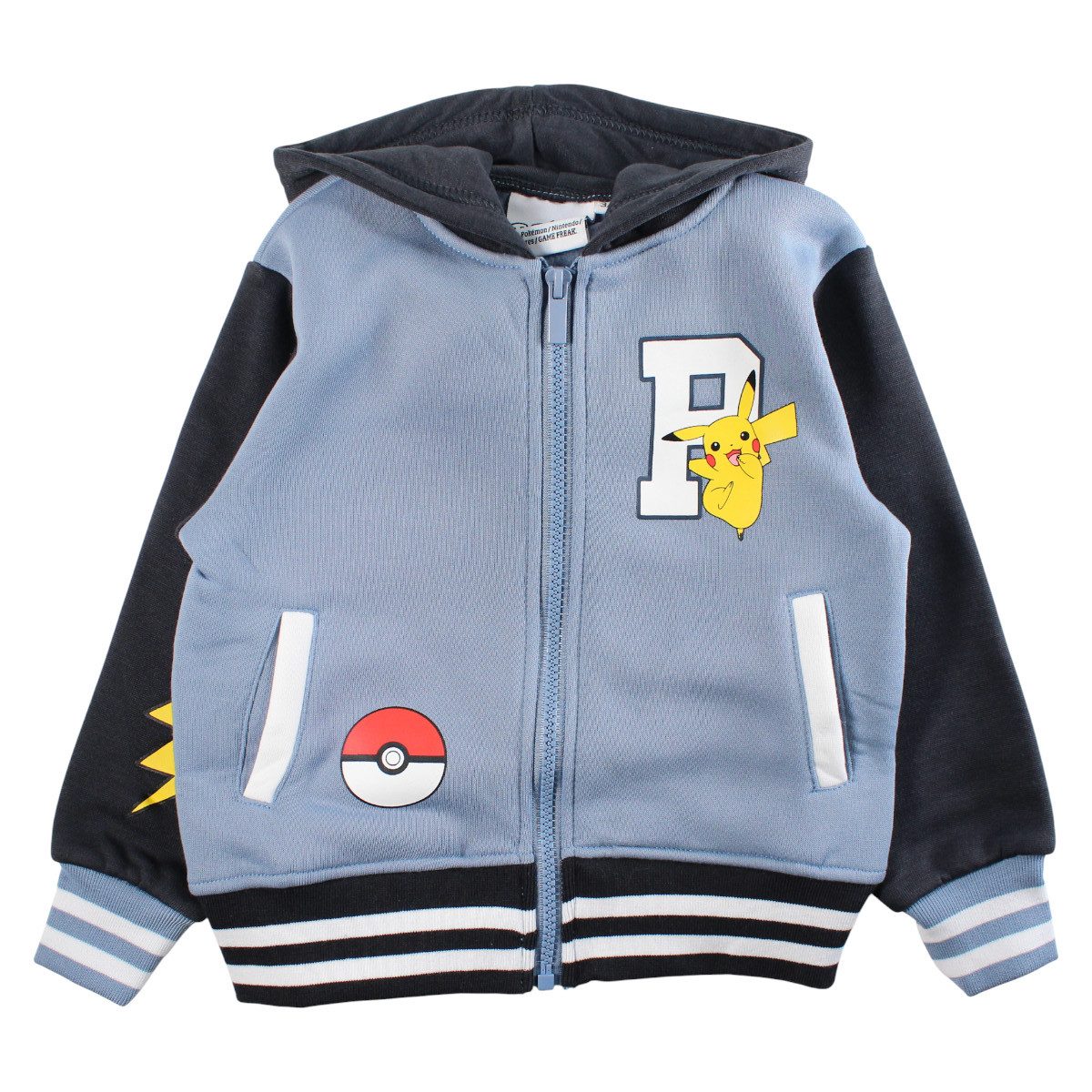 The Pokémon Company Kapuzensweatshirt Pokémon Kinder Hoodie Jacke Pikachu Kapuze Jungen Mädchen Blau Pokemon Kinder Sweatshirtjacke mit Kapuze Hoodie Sweater