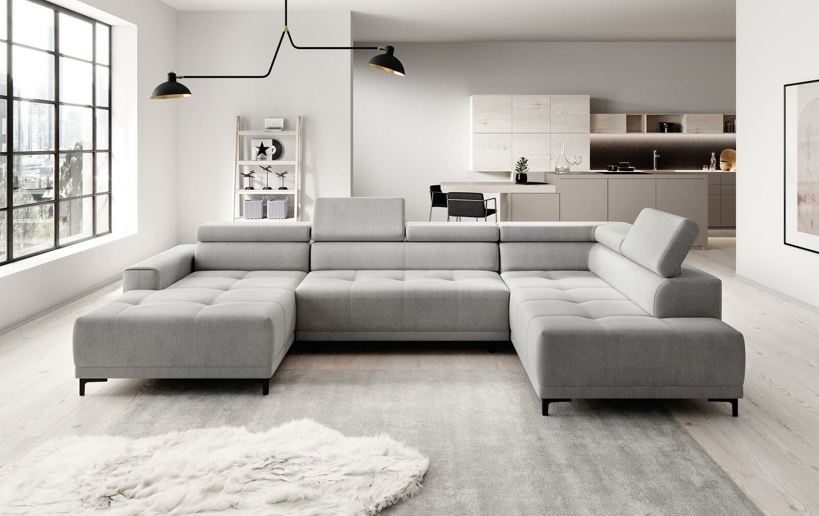JVmoebel Ecksofa, Design Ecksofa Sofa L-form Bettfunktion Couch Polster Sitz Eck Sofa