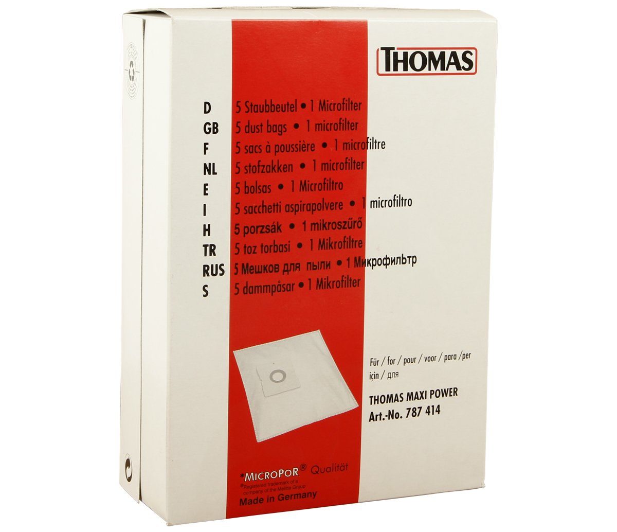 Thomas Staubsaugerbeutel Staubbeutel-Set 25, passend für THOMAS, 6 St., 5x Staubbeutel, 1x Mikrofilter, 787414