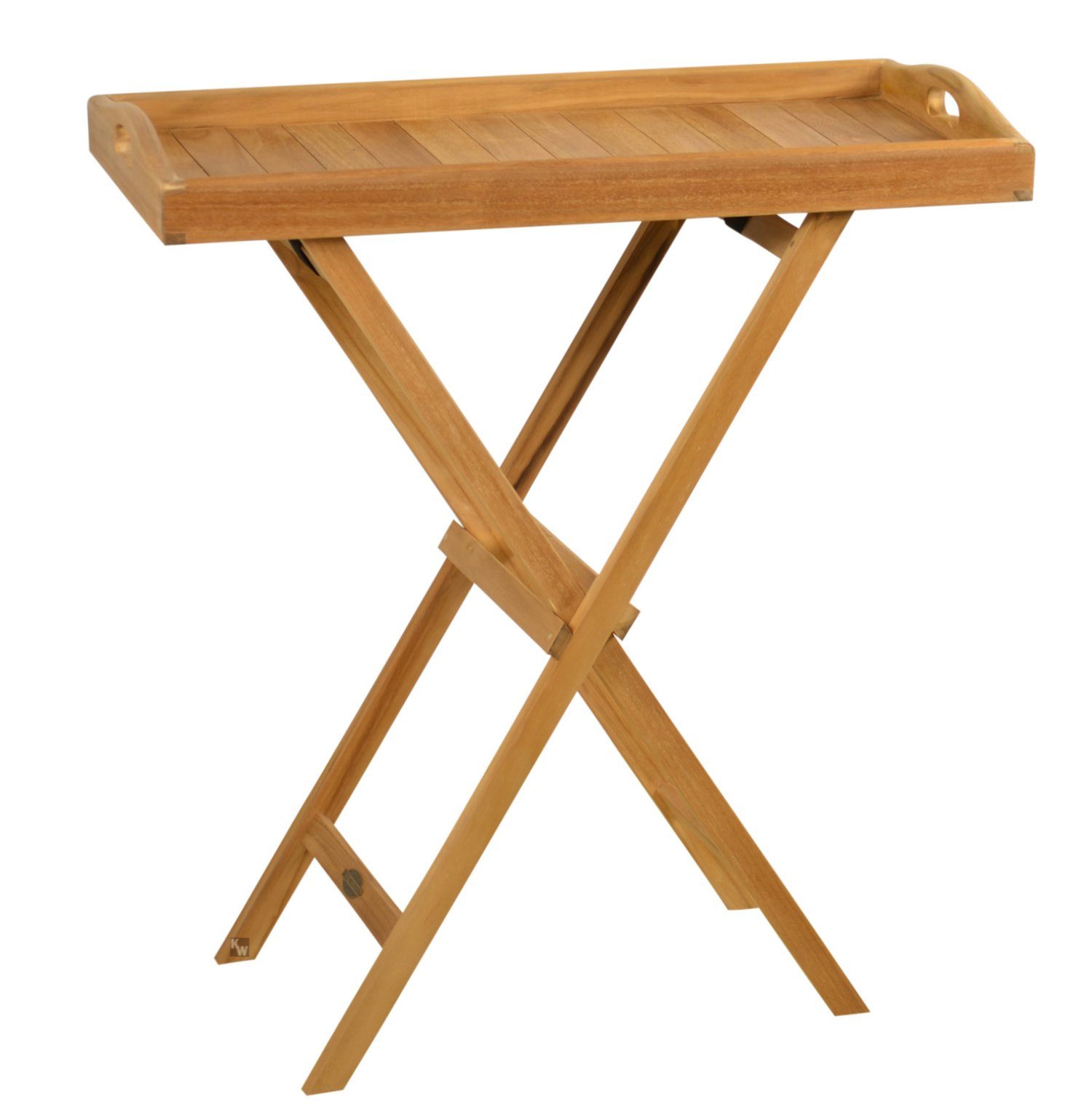 Kai Wiechmann Beistelltisch Edler Teak Serviertisch 70 x 35 cm als wetterfester Tabletttisch, hochwertiger Falttisch mit abnehmbarem Tablett