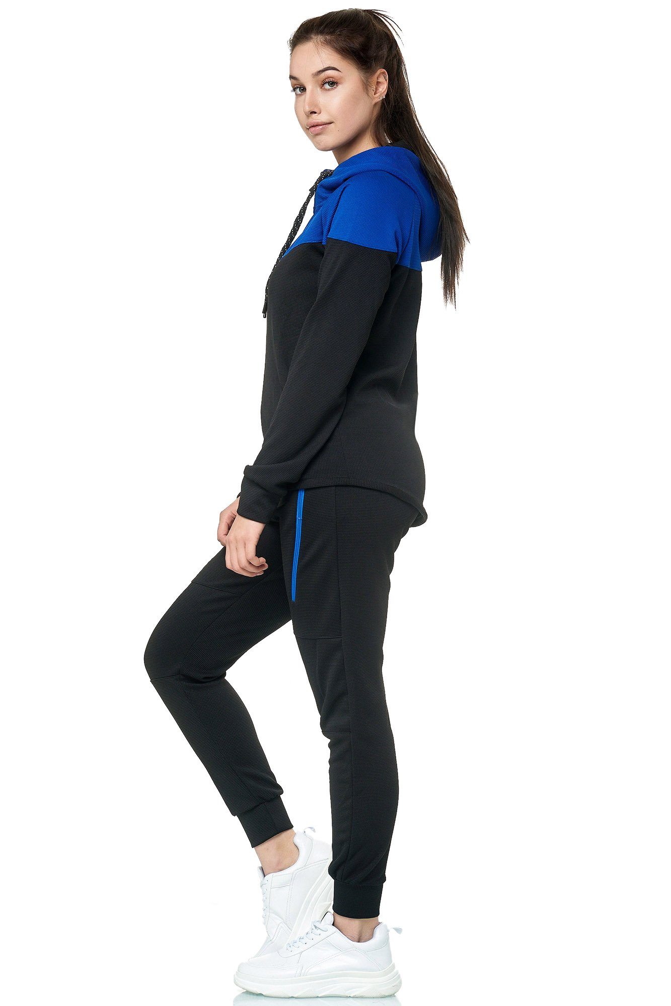 L.gonline Freizeitanzug Damen Jogginganzug, Freizeitanzug 984 (Kapuzenjacke mit Reißverschluss, Hose, 2-tlg), Fitness Freizeit Casual