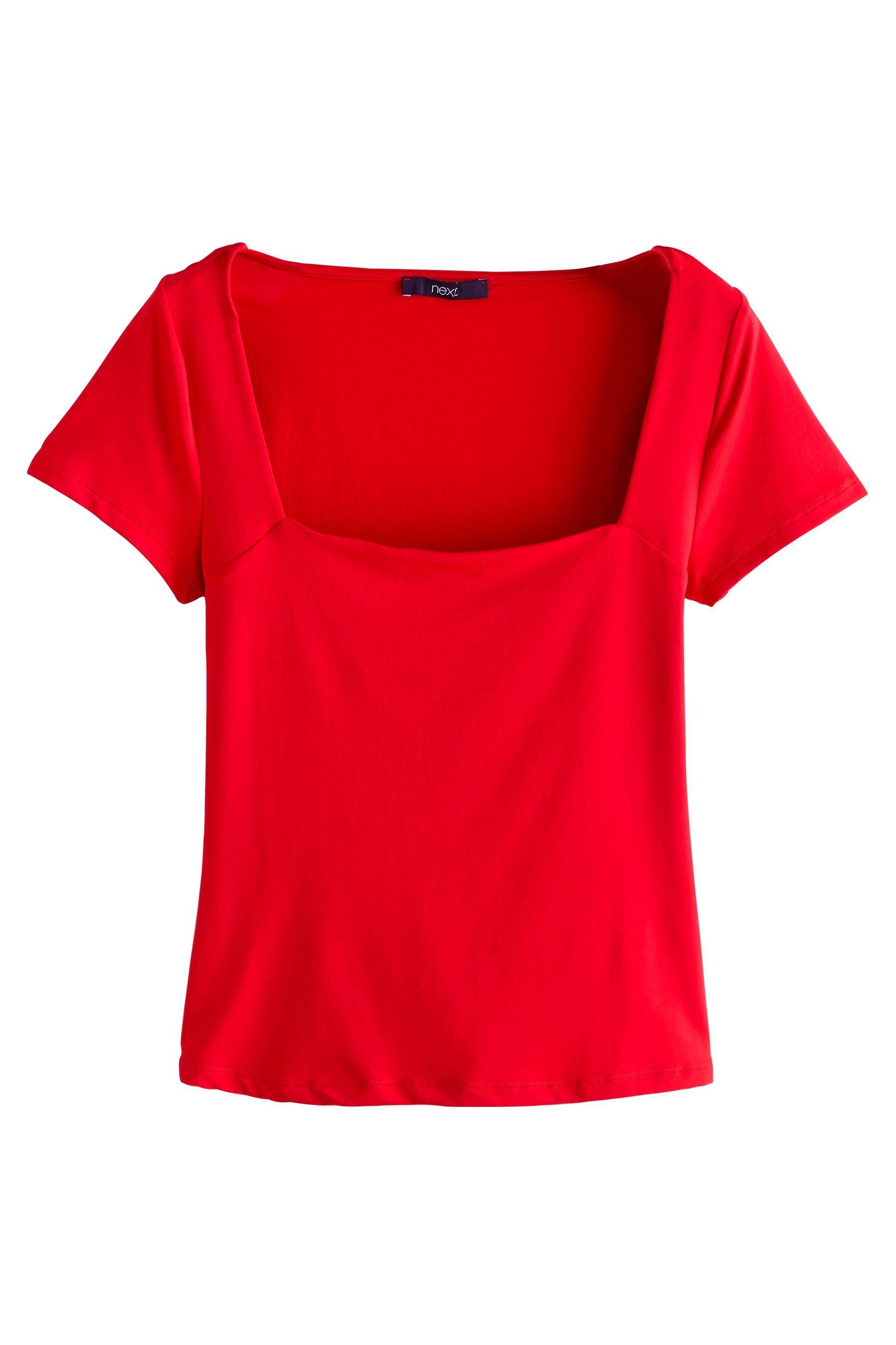 Next T-Shirt Weiches Kurzarmoberteil mit eckigem Ausschnitt (1-tlg)