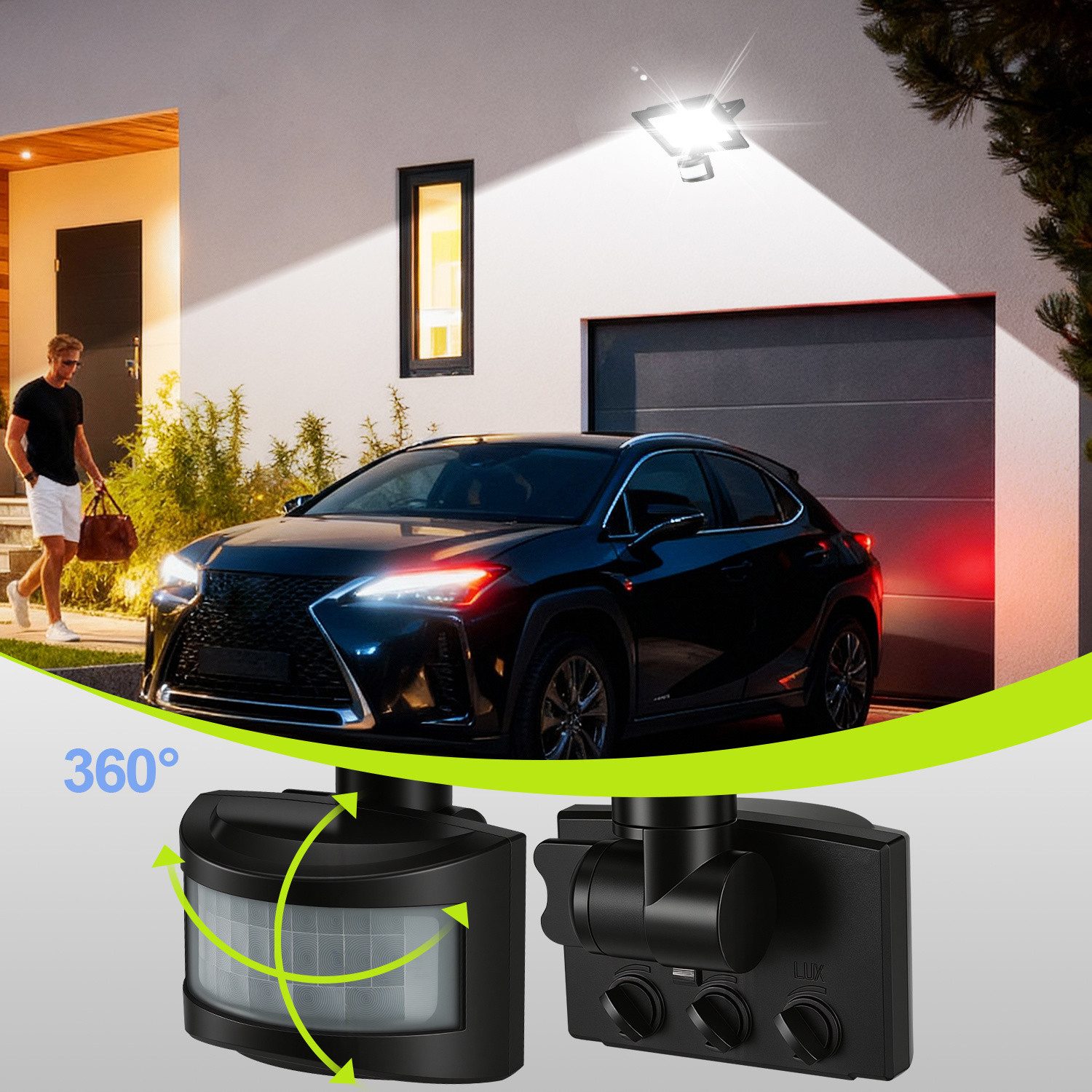 Clanmacy LED Flutlichtstrahler LED Fluter mit Bewegungsmelder 4X 20W Außenleuchte Kaltweiß Spotlight – Bild 4 von 5