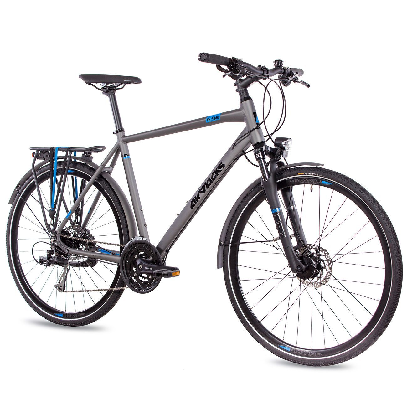 Airtracks Trekkingrad »Herren Trekking Fahrrad 28 Zoll Trekkingrad  TR.2840«, 27 Gang, Kettenschaltung, Shimano Alivio RD-T4000 SGS 9-Fach Grau  Matt - Rahmenhöhen 52 cm und 56 cm - Modell 2022