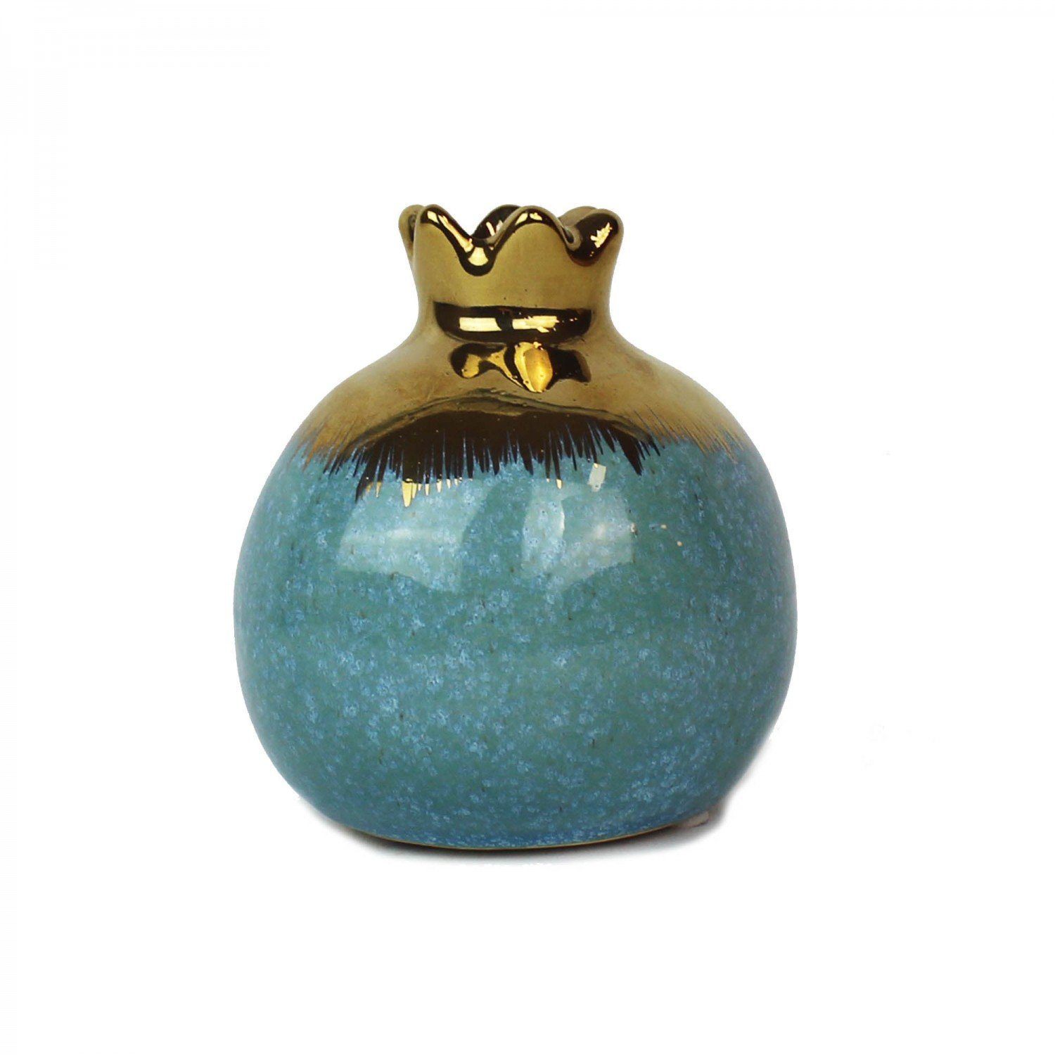 Keramik gold Vase aus mitienda Granatapfel Blau, Dekovase