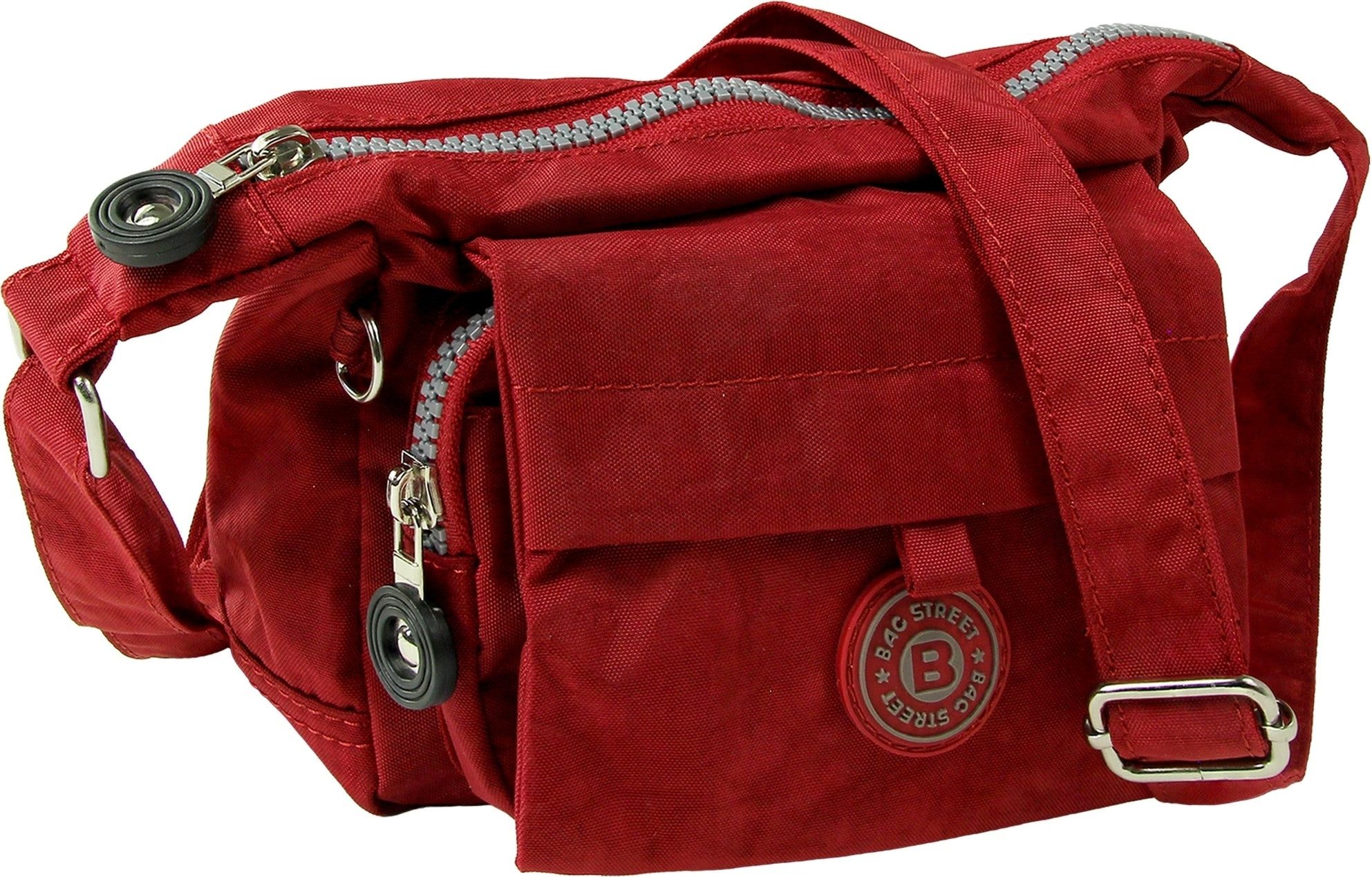 BAG STREET Handtasche Handtasche Abendtasche Nylon rot Damen (Handtasche), Damen, Jugend Tasche aus Crinkle Nylon in dunkelrot 17cm Breite