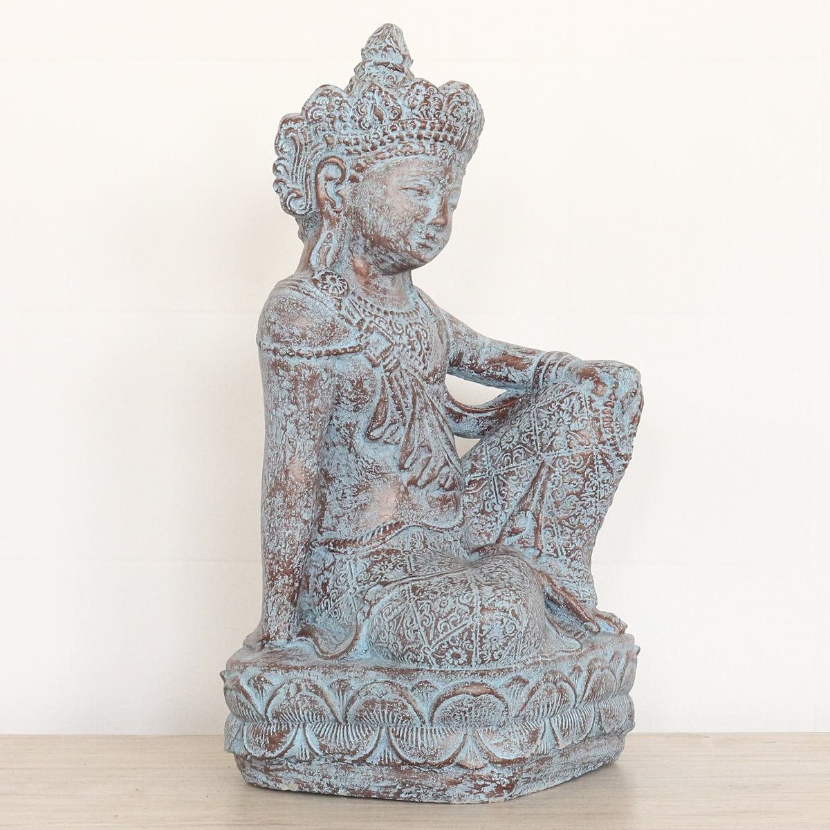 im Figur traditionelle Herstellung Stein Dekofigur Dewi (1 40 cm Garten Skulptur Tara Handarbeit Galerie Oriental sitzend Ursprungsland in St),